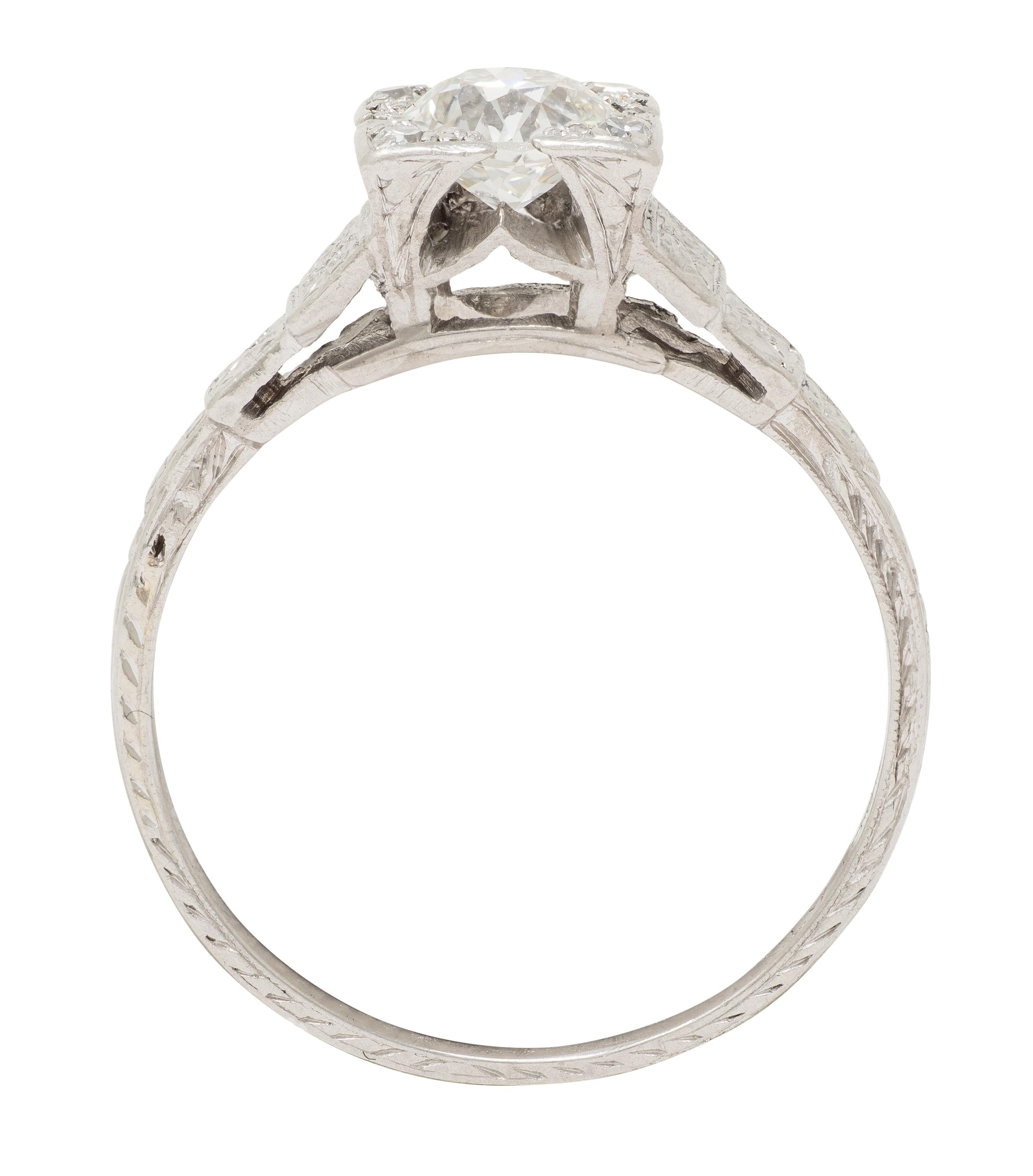 Art Deco Old European Diamond Platinum Vintage Orange Blossom Engagement Ring