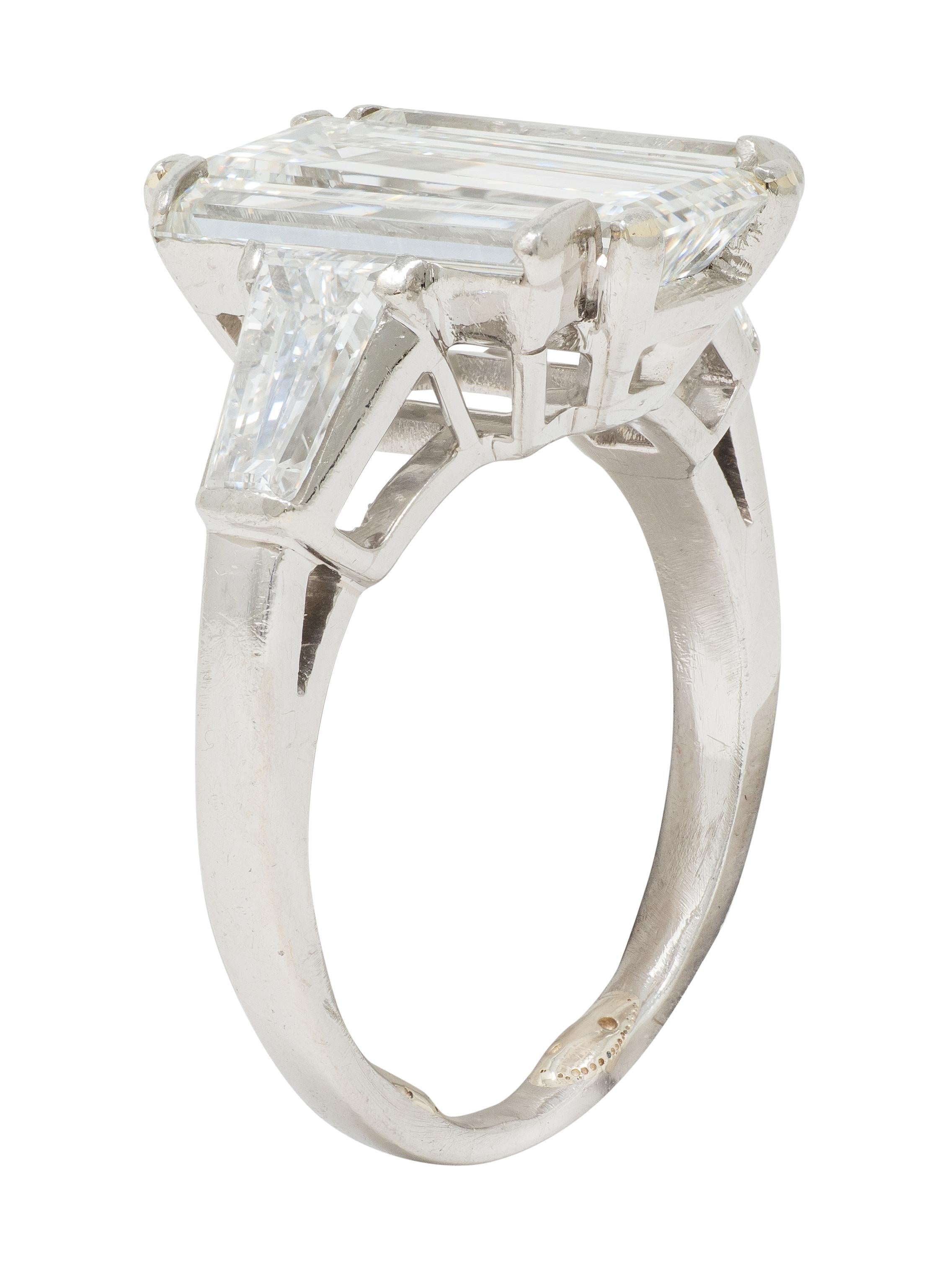 Mid-Century 4.03 CTW Diamond Platinum Vintage Three Stone Engagement Ring GIA