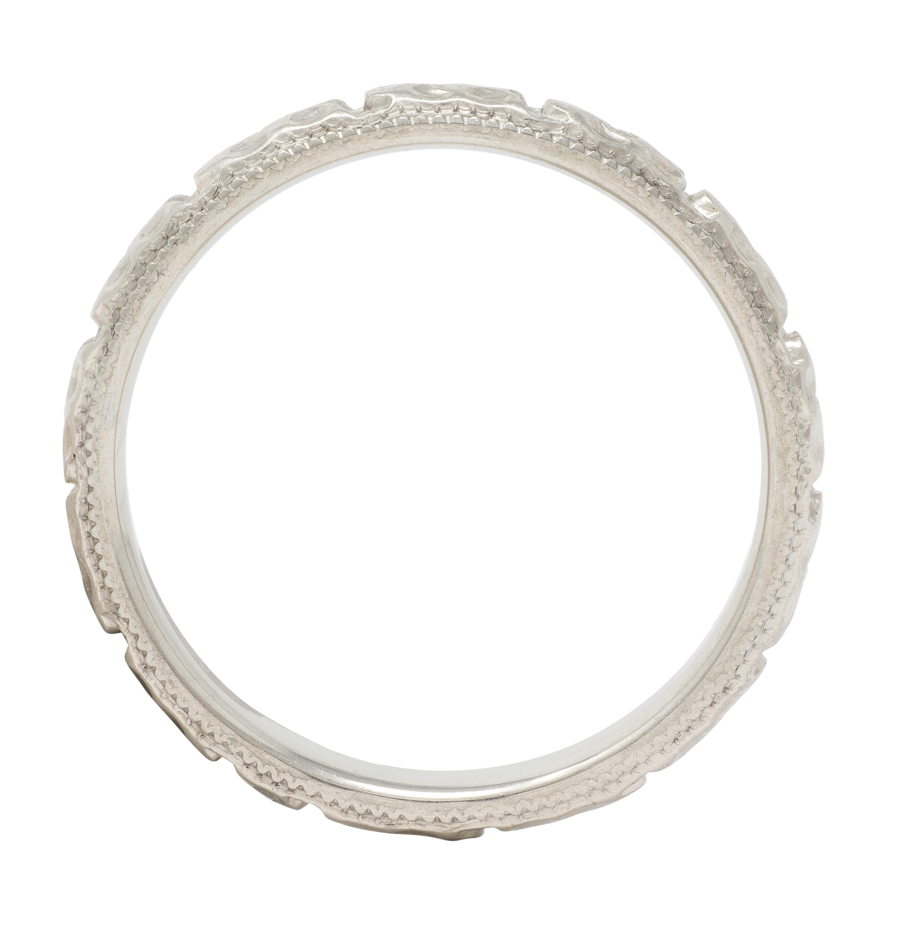 Art Deco 18 Karat White Gold Vintage Orange Blossom Wedding Band Ring