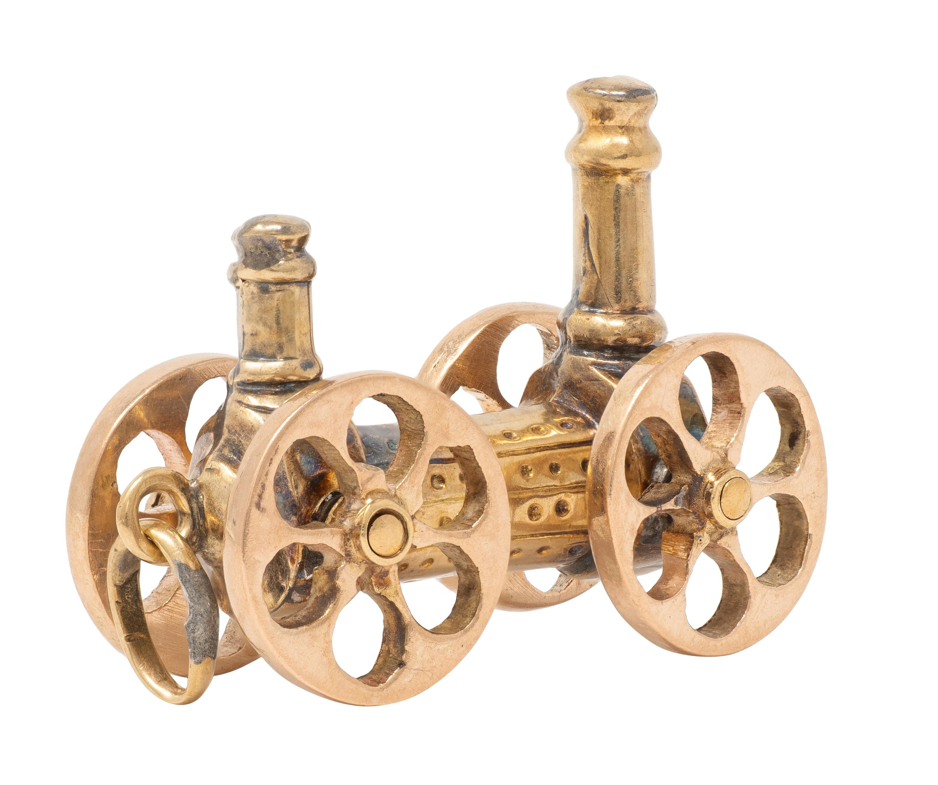 Victorian 14 Karat Two-Tone Gold Antique Locomotive Train Charm