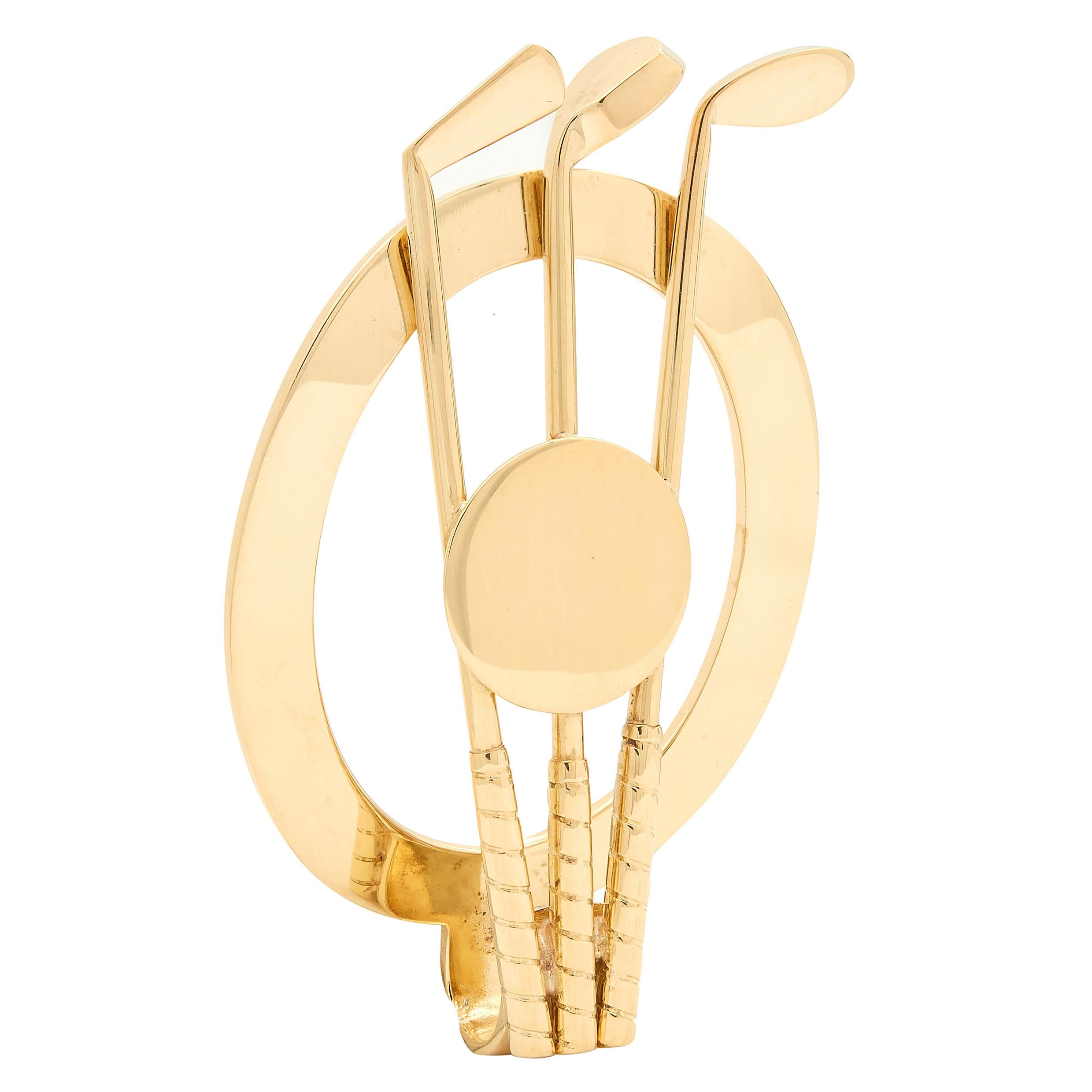 Tiffany & Co. 1940's 14 Karat Yellow Gold Vintage Unisex Golf Club Money Clip