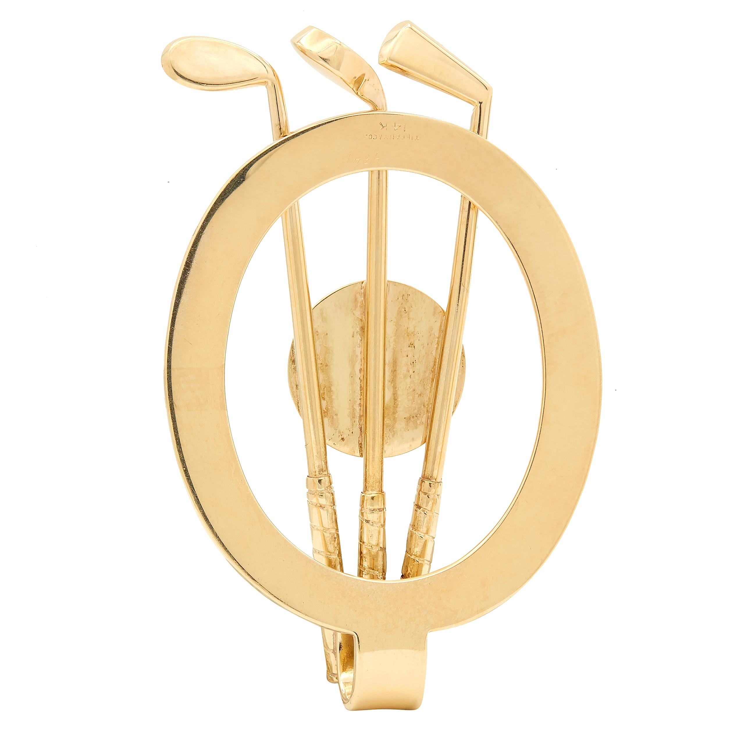 Tiffany & Co. 1940's 14 Karat Yellow Gold Vintage Unisex Golf Club Money Clip