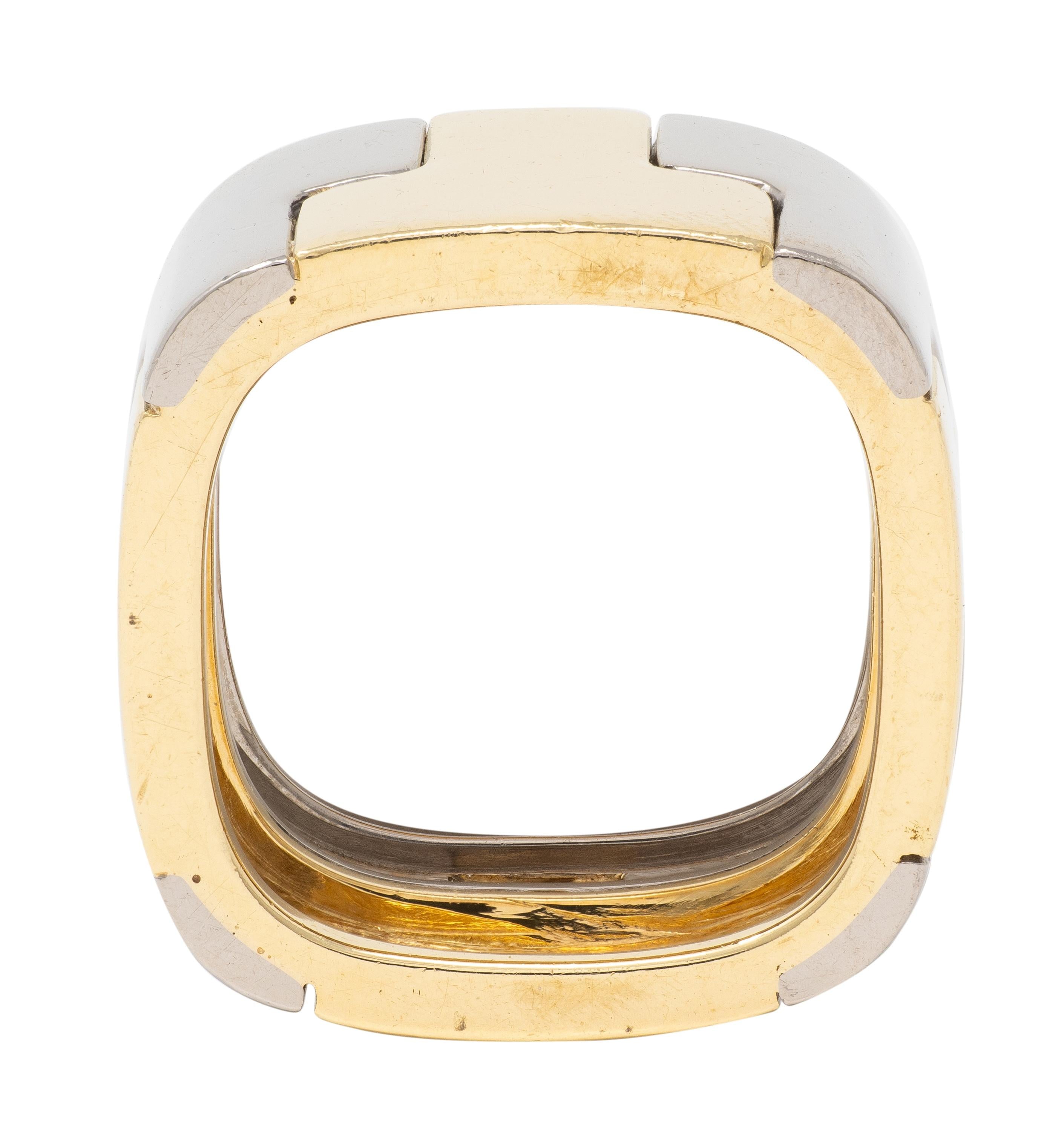 Gubelin by Paul Binder 1970's 18 Karat Two-Tone Gold Vintage T Puzzle Band Ring