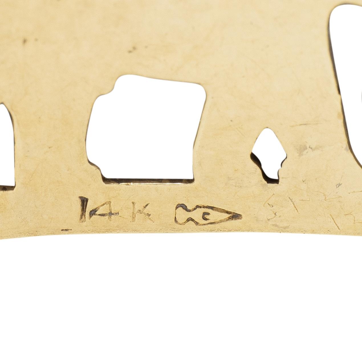 Carter Gough & Co. Art Deco Blue Chalcedony 14K Gold Vintage Elephant Bracelet