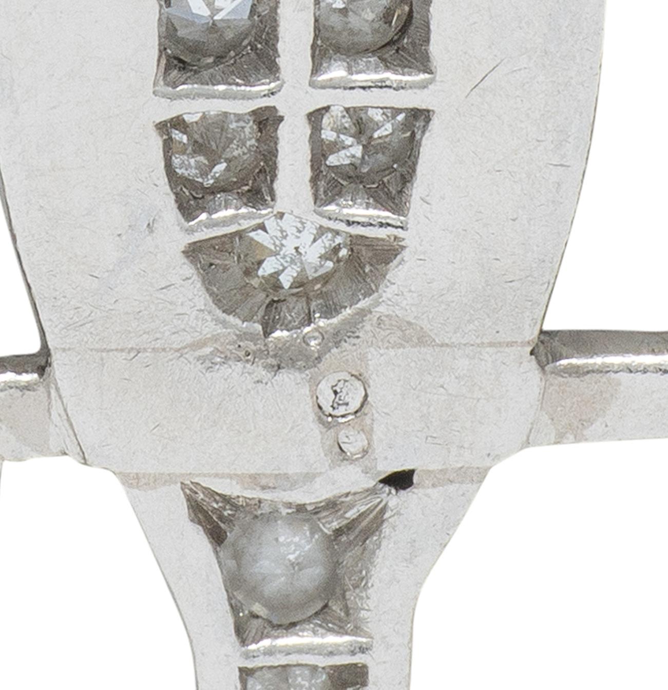 Art Deco Diamond Ruby Enamel Platinum Vintage Bird On A Swing Charm