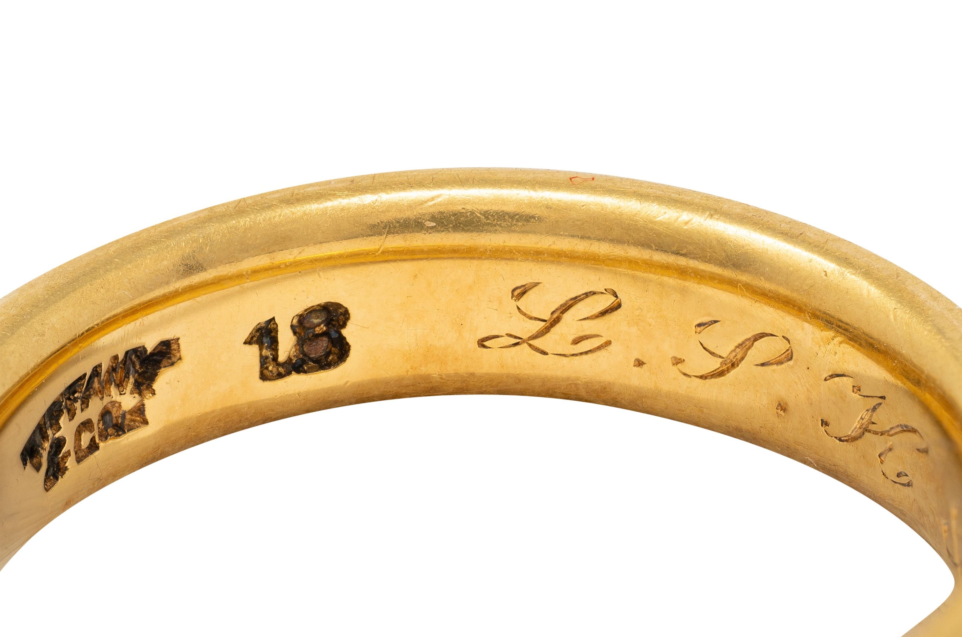 Tiffany & Co. 1905 18 Karat Yellow Gold Inscribed Antique Wedding Band Ring