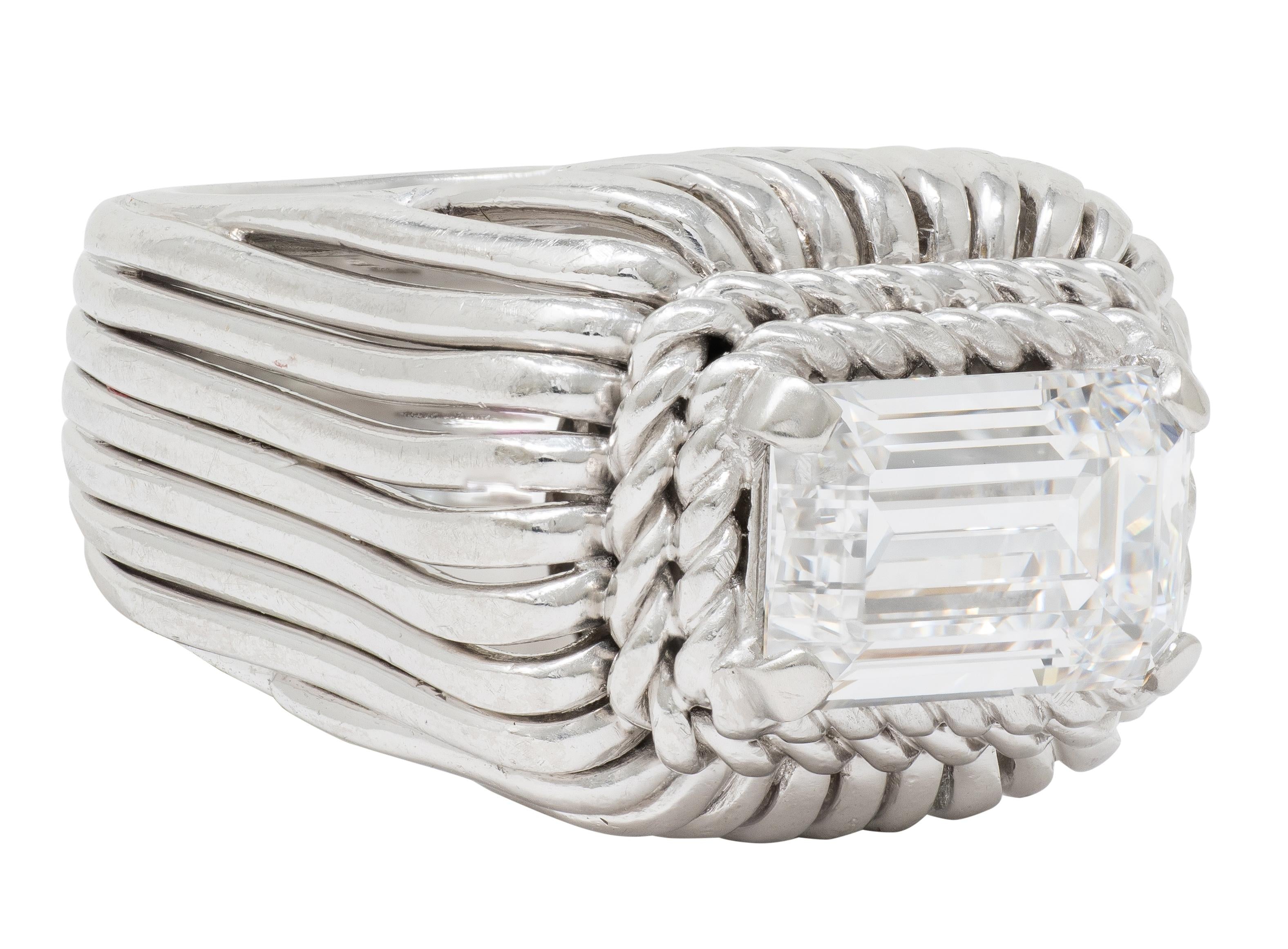 Marchak Paris 1960's 2.53 CT Diamond Platinum Vintage Wire Dome Ring GIA