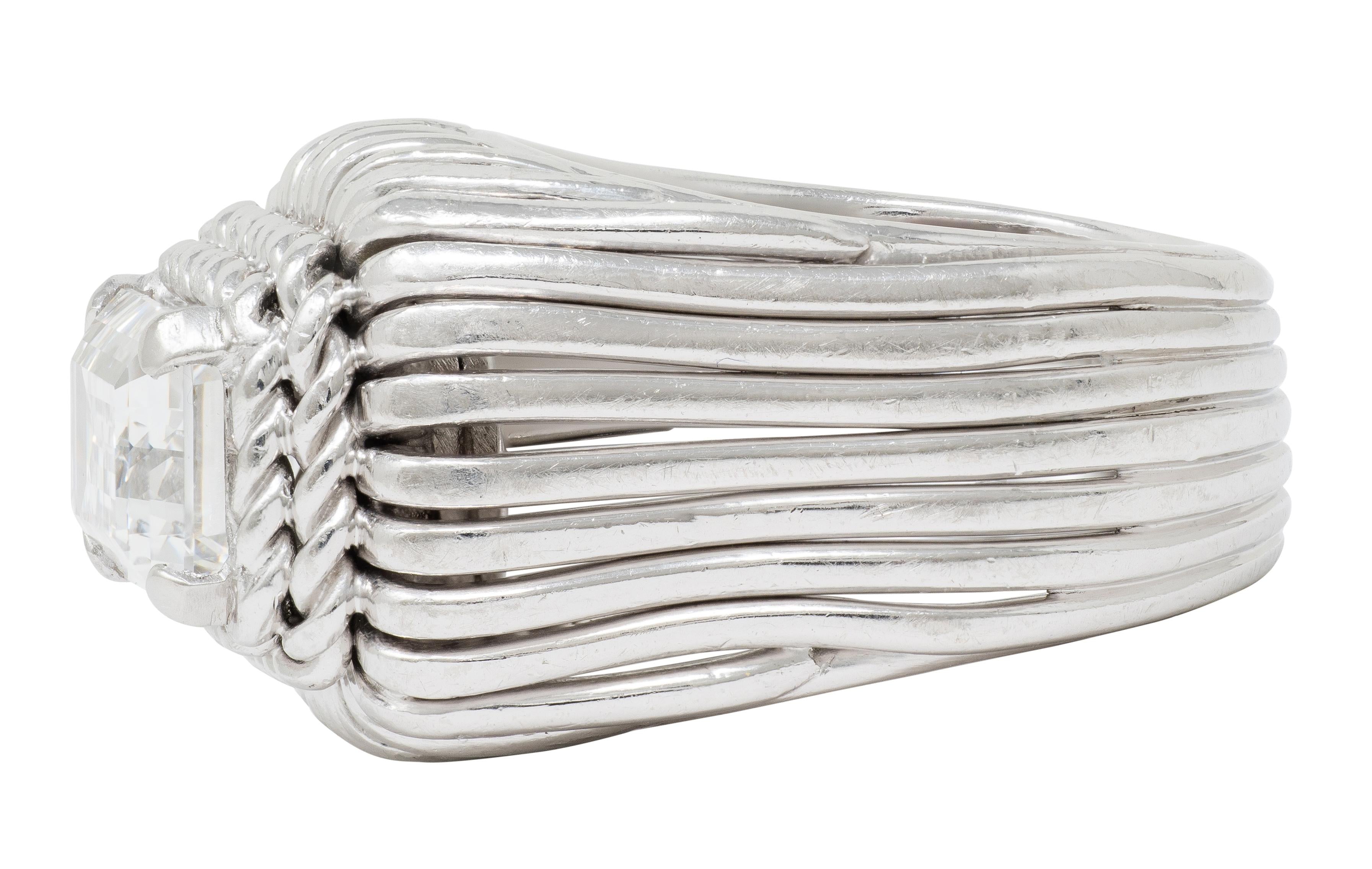 Marchak Paris 1960's 2.53 CT Diamond Platinum Vintage Wire Dome Ring GIA