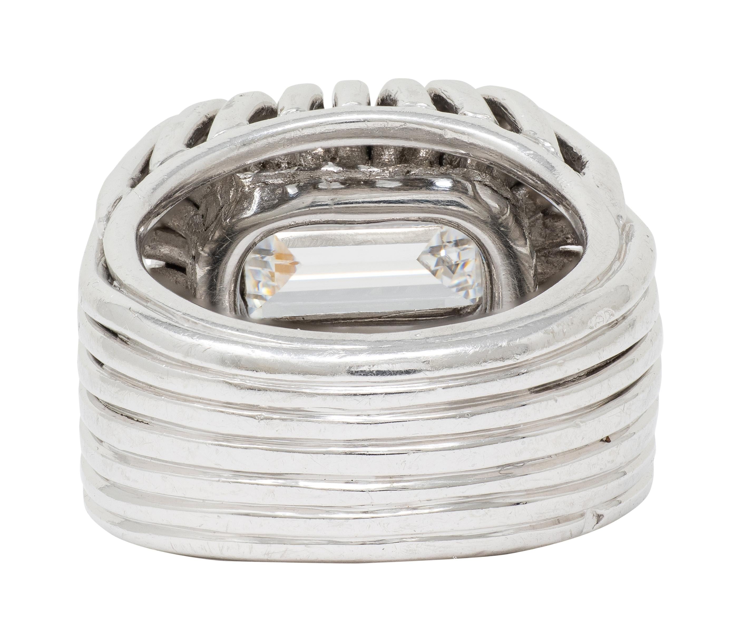 Marchak Paris 1960's 2.53 CT Diamond Platinum Vintage Wire Dome Ring GIA