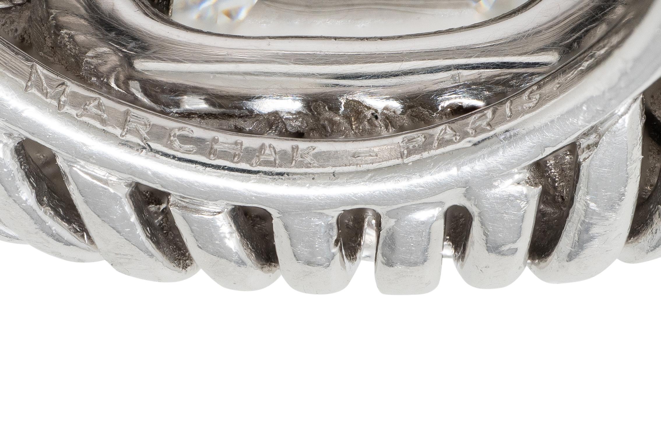 Marchak Paris 1960's 2.53 CT Diamond Platinum Vintage Wire Dome Ring GIA