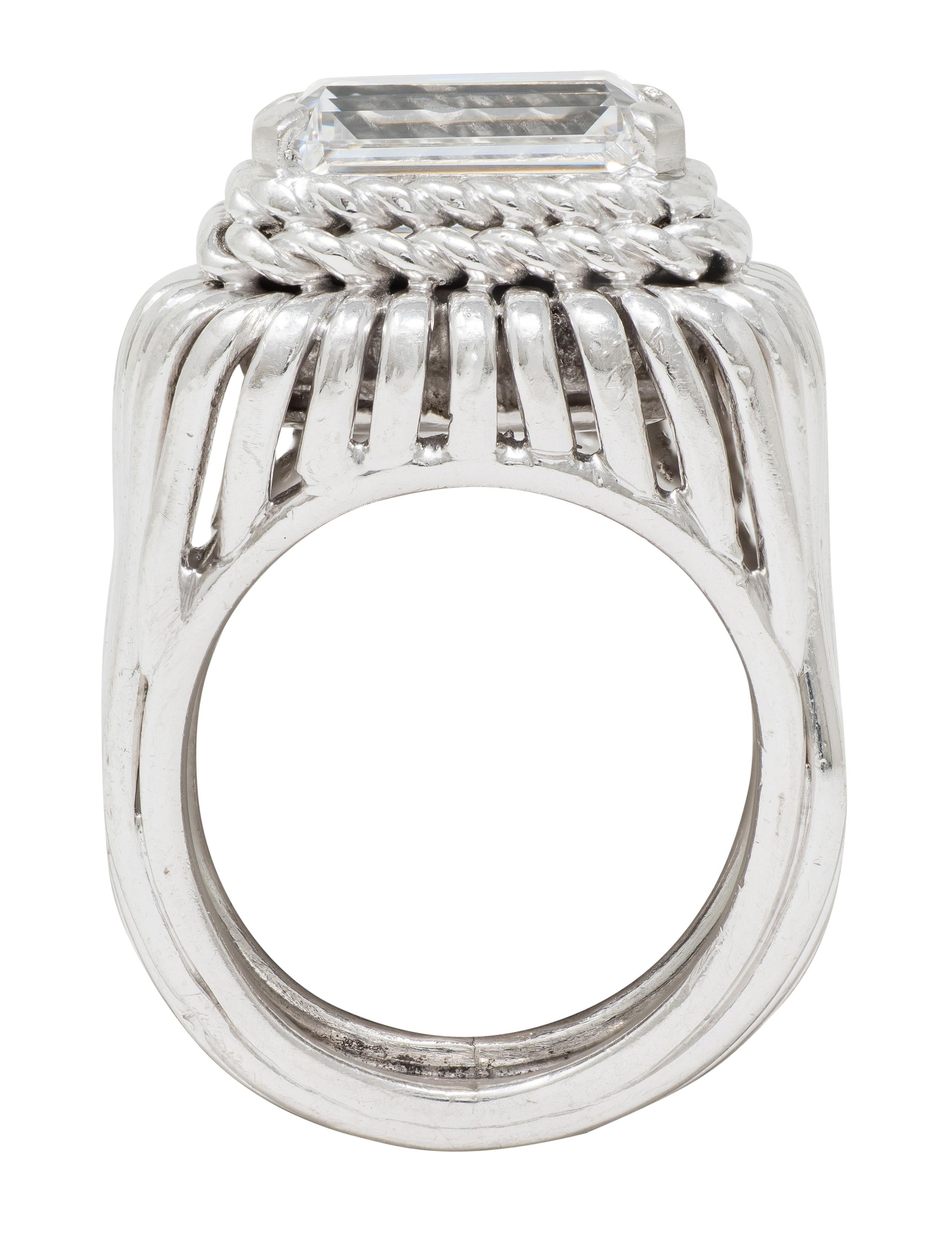 Marchak Paris 1960's 2.53 CT Diamond Platinum Vintage Wire Dome Ring GIA