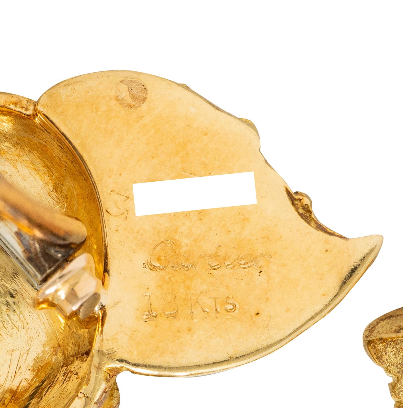 Cartier French 1960's Ruby 18 Karat Yellow Gold Vintage Elephant Brooch