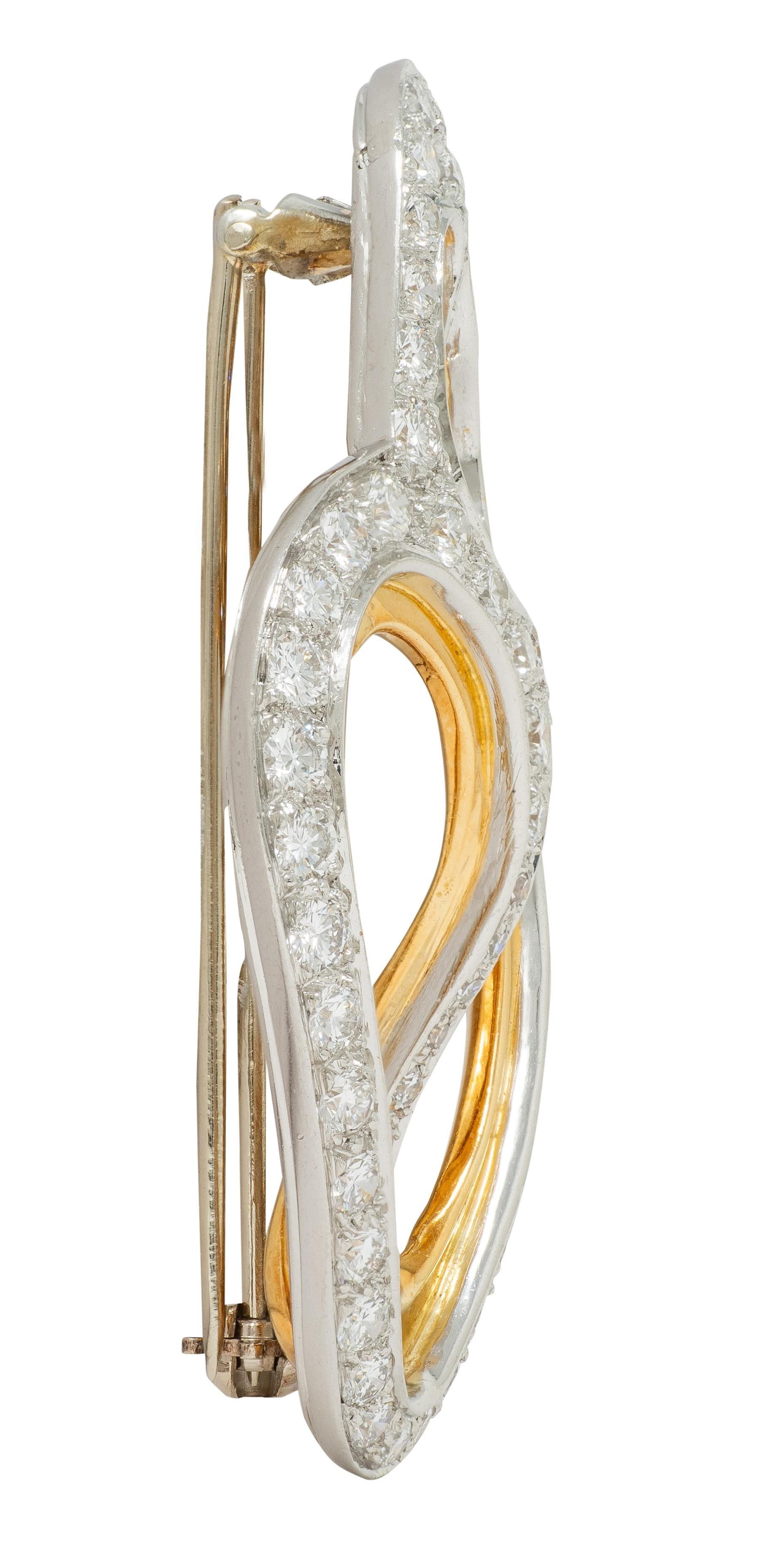 Angela Cummings Tiffany & Co. 1980 Diamond Platinum 18K Vintage Seashell Brooch