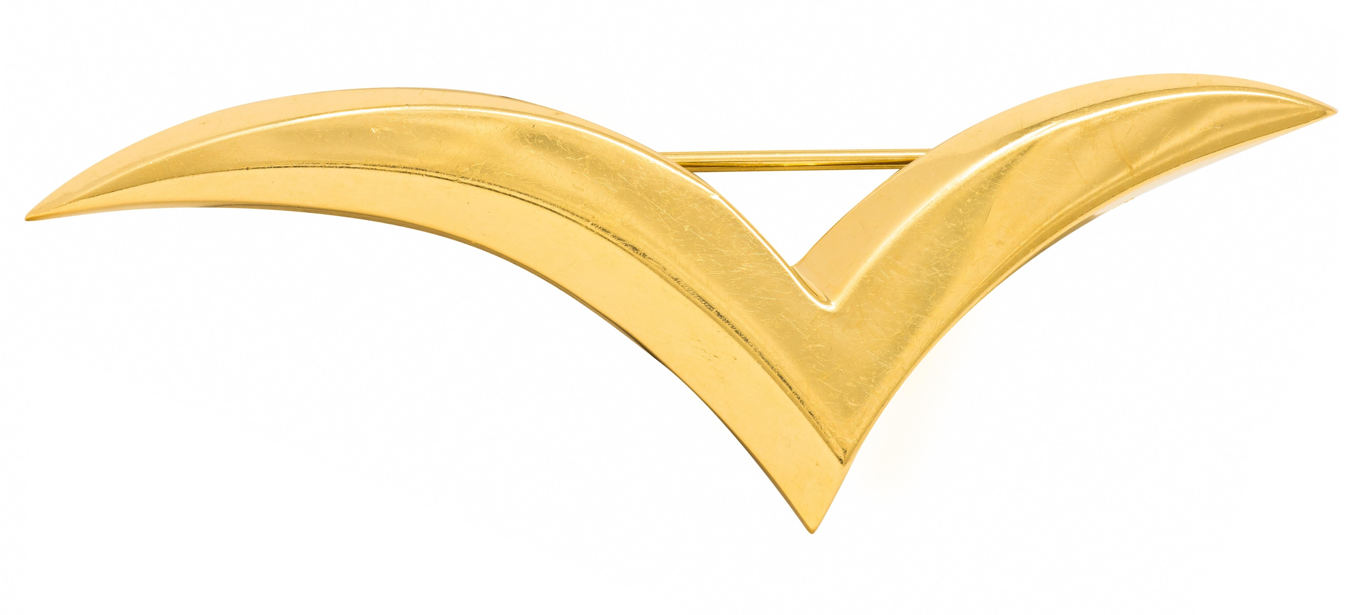 Angela Cummings Tiffany & Co. 1980's 18 Karat Yellow Gold Vintage Seagull Brooch