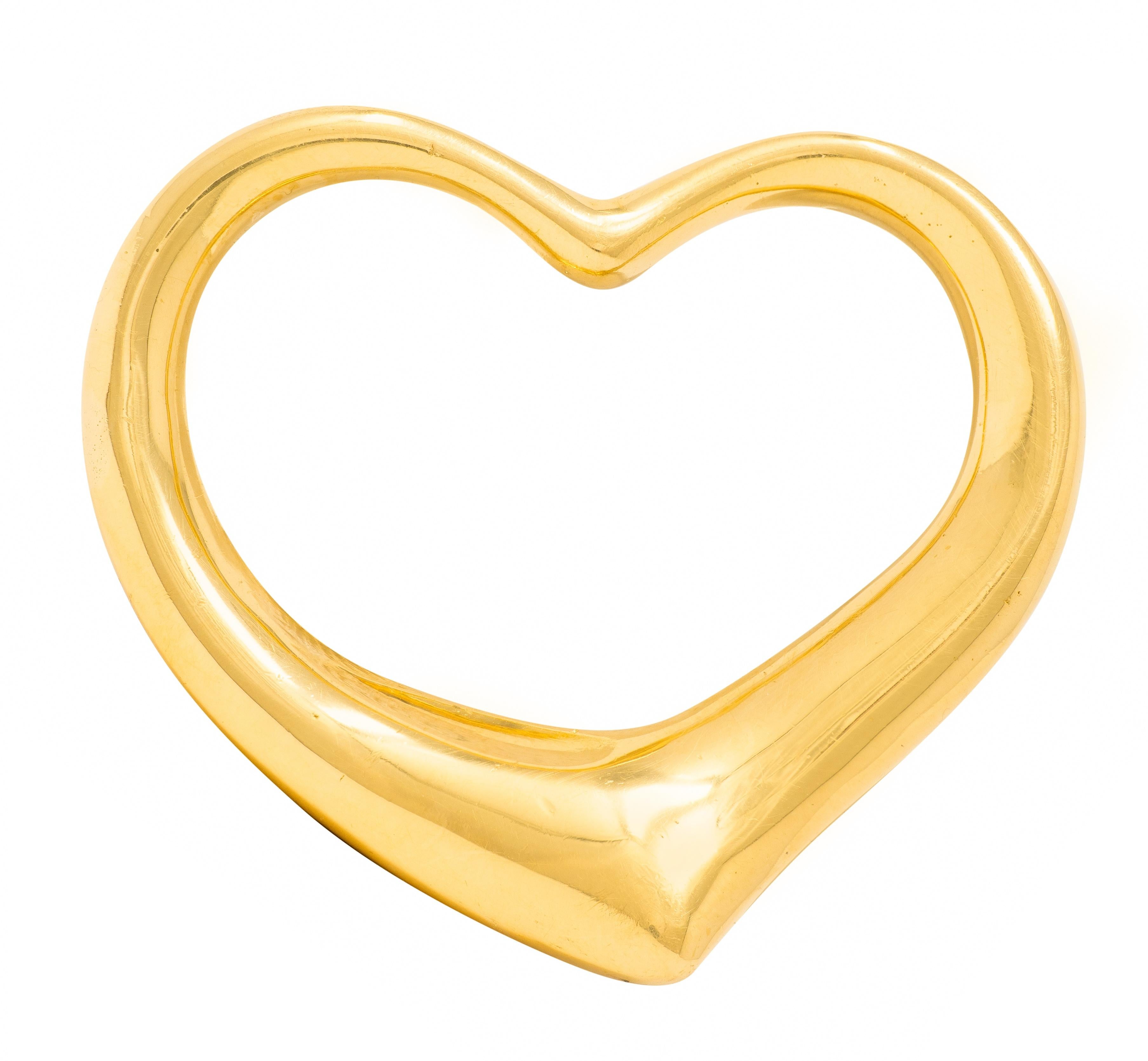 Elsa Peretti Tiffany & Co. 1990's 18K Yellow Gold Vintage Open Heart Pendant