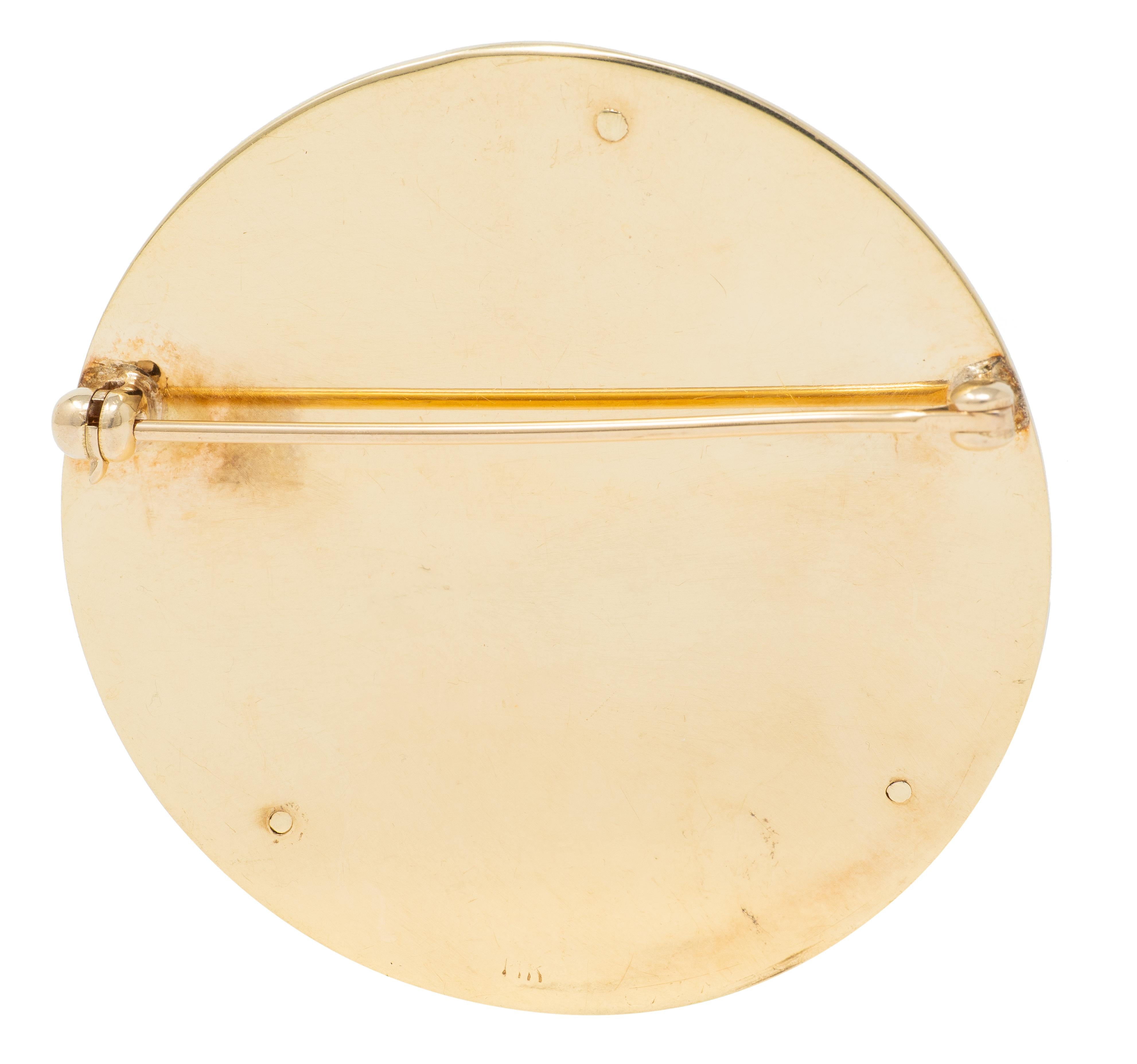 1960's Sapphire 14 Karat Yellow Gold Vintage Sailboat Brooch