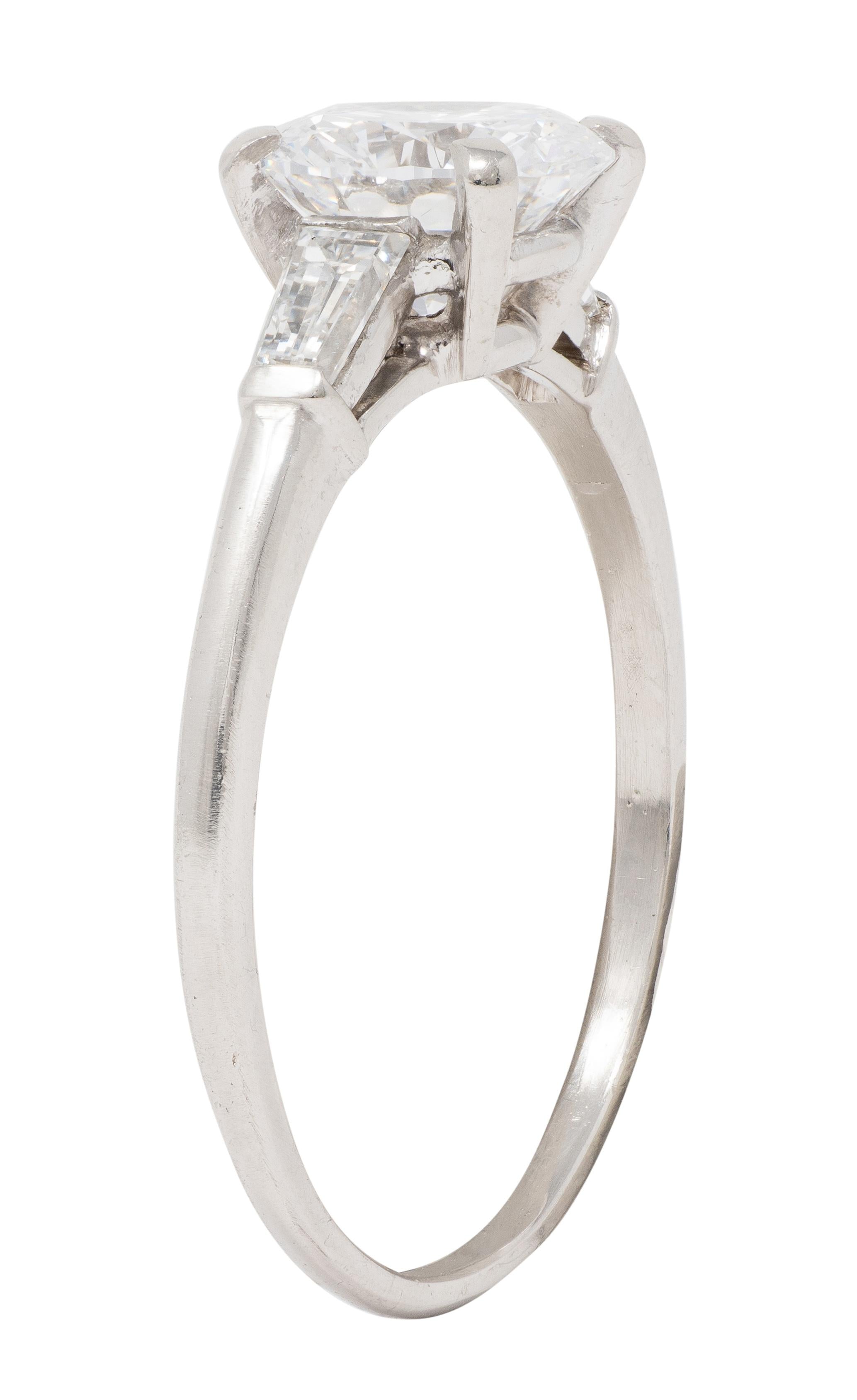 Mid-Century 1.57 CTW Diamond Platinum Vintage Engagement Ring GIA