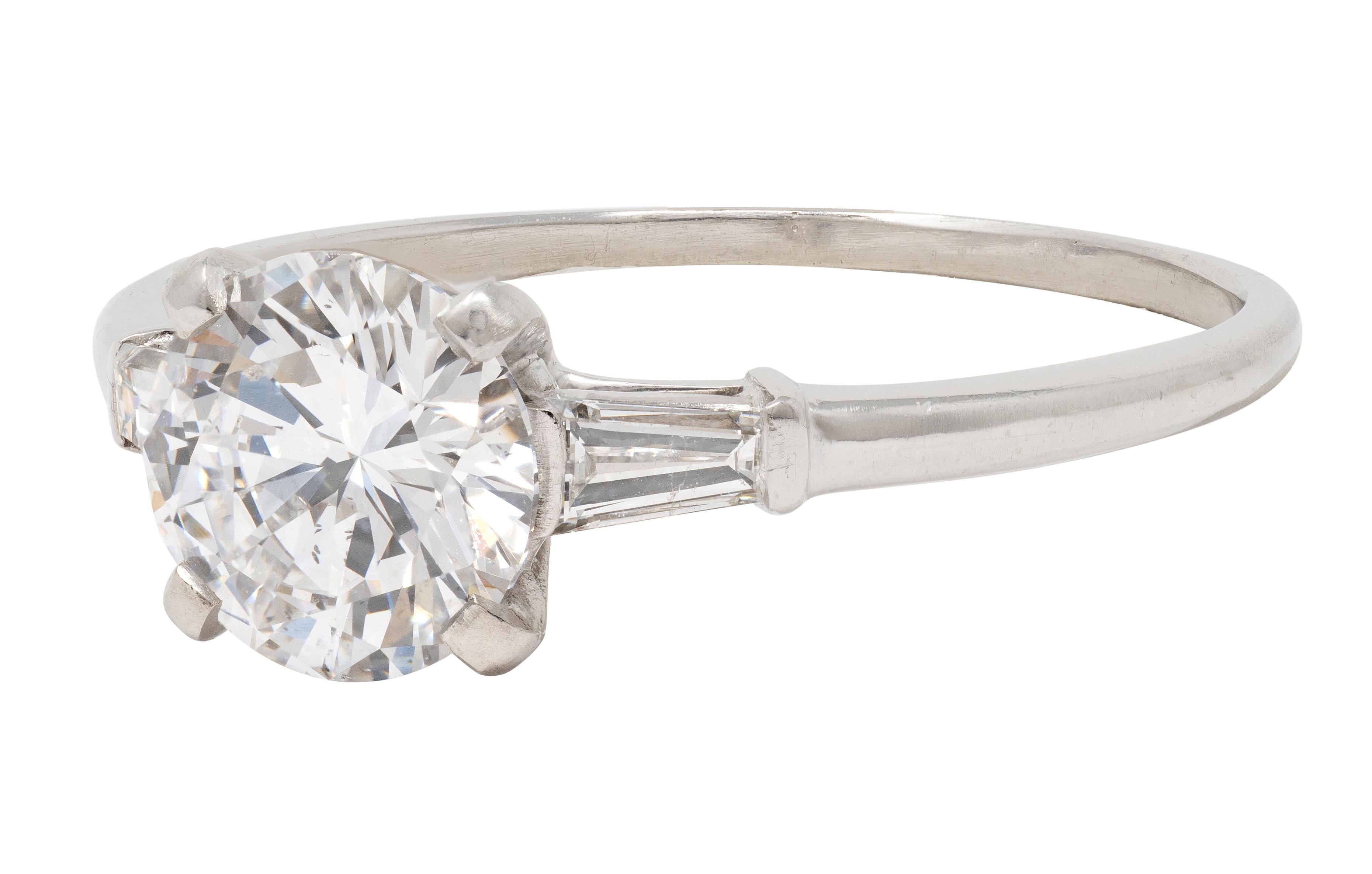 Mid-Century 1.57 CTW Diamond Platinum Vintage Engagement Ring GIA