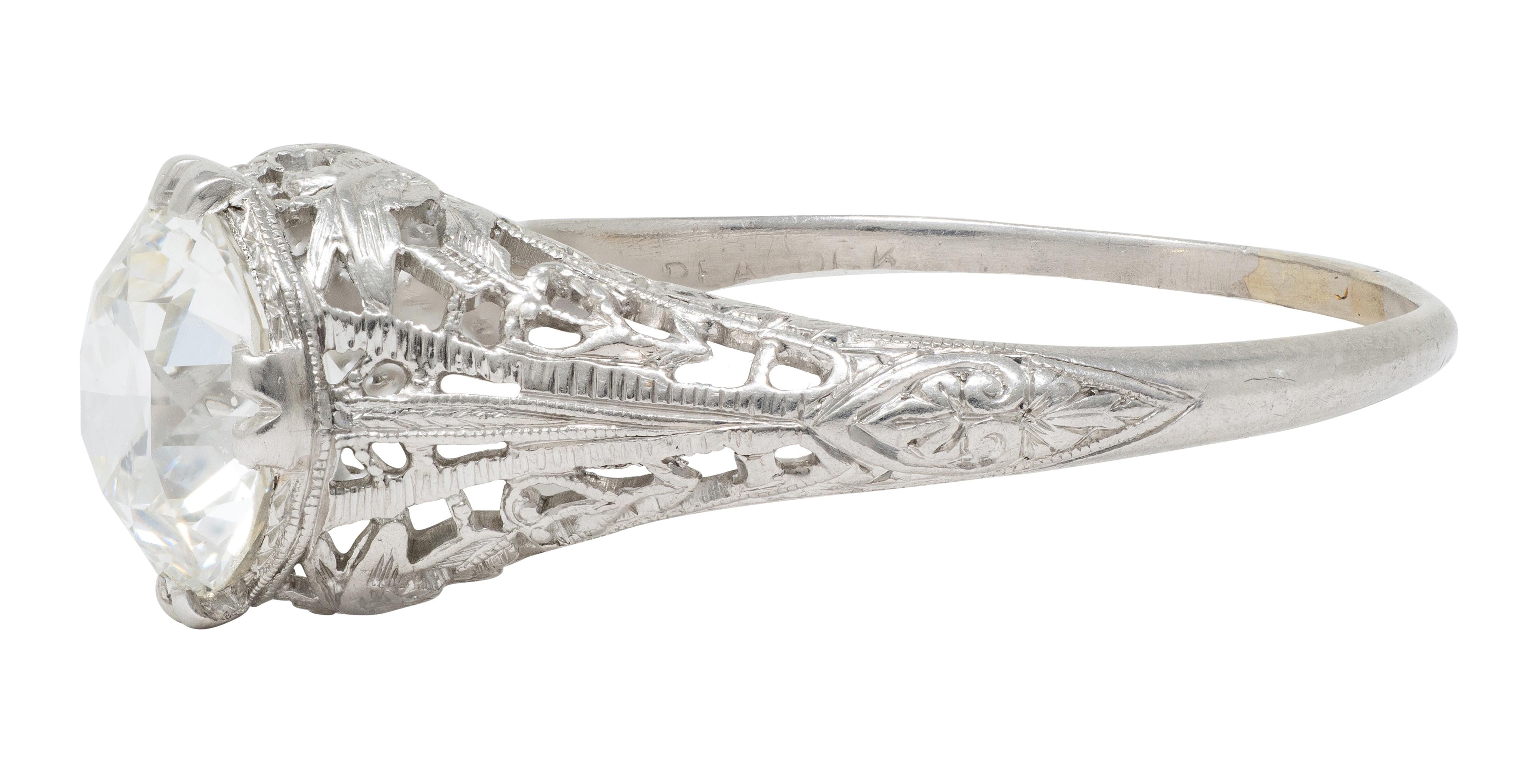 Art Deco C.D. Peacock European Diamond Platinum Vintage Lovebird Engagement Ring