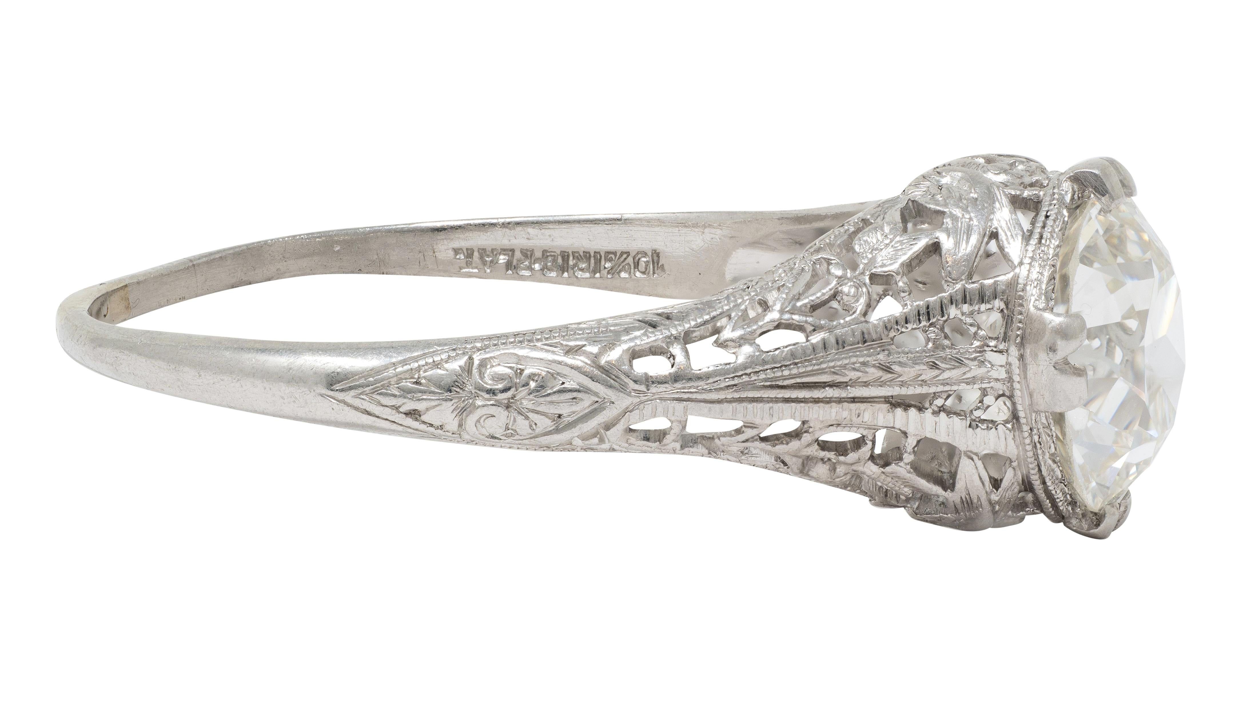 Art Deco C.D. Peacock European Diamond Platinum Vintage Lovebird Engagement Ring