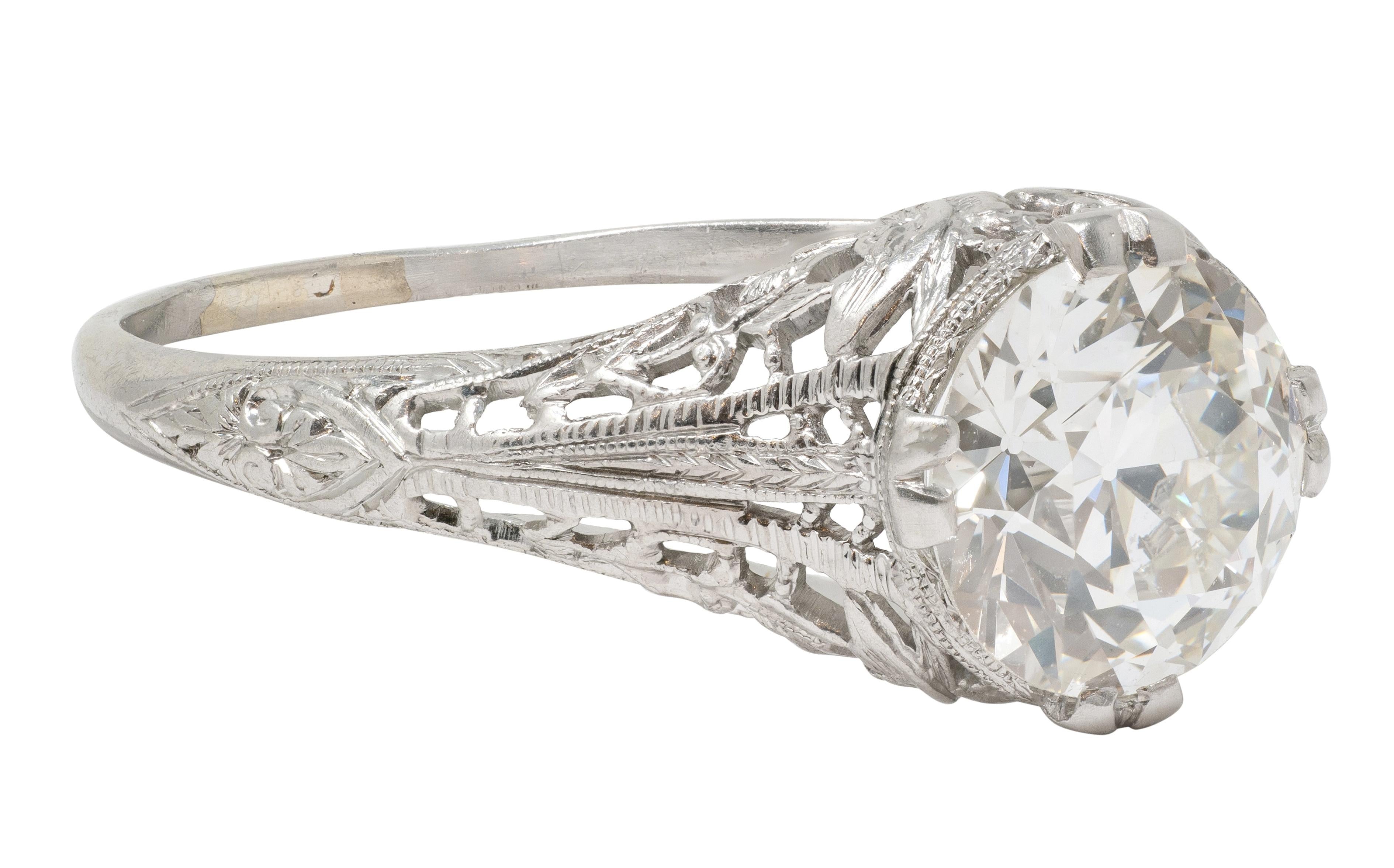 Art Deco C.D. Peacock European Diamond Platinum Vintage Lovebird Engagement Ring