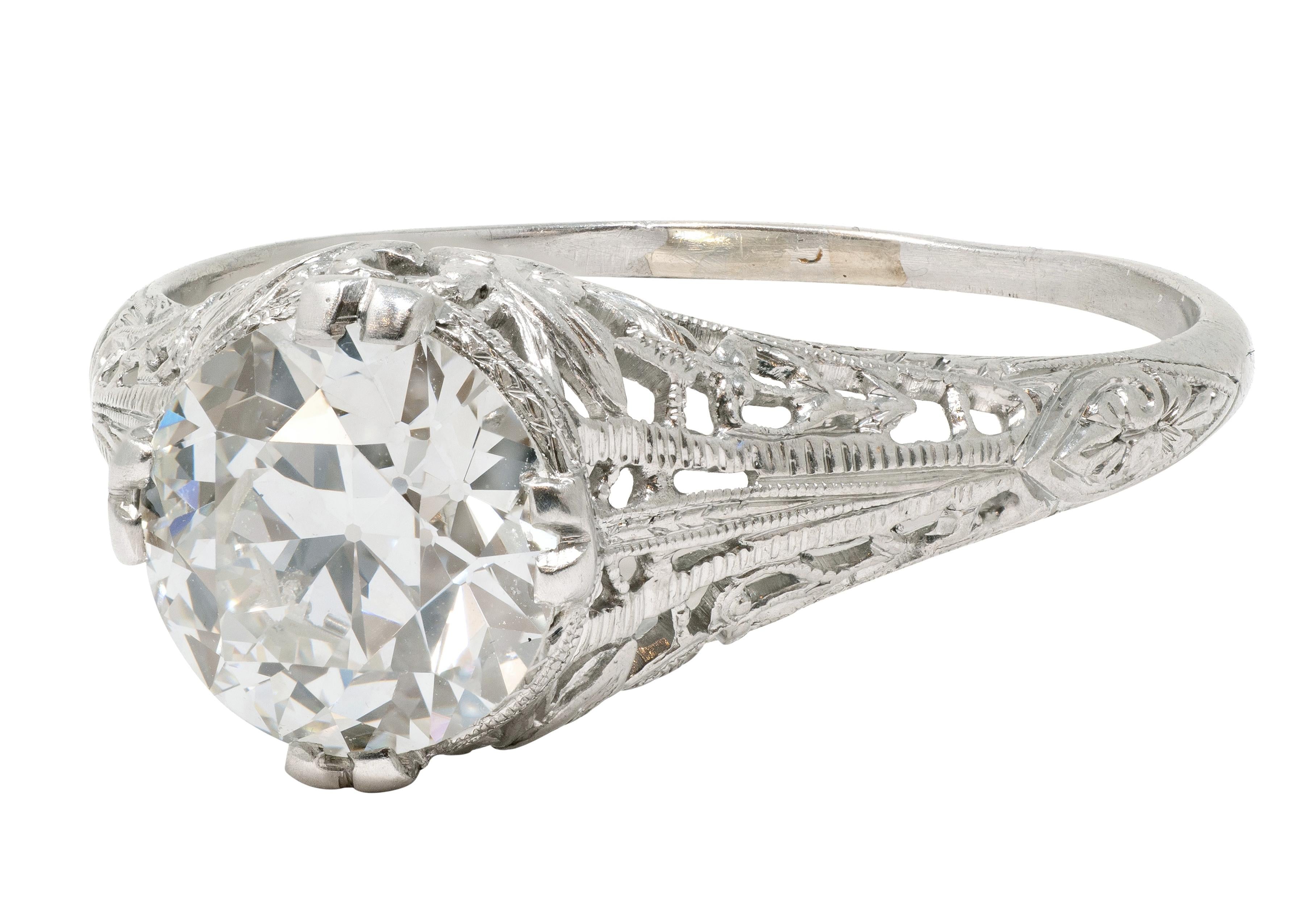 Art Deco C.D. Peacock European Diamond Platinum Vintage Lovebird Engagement Ring