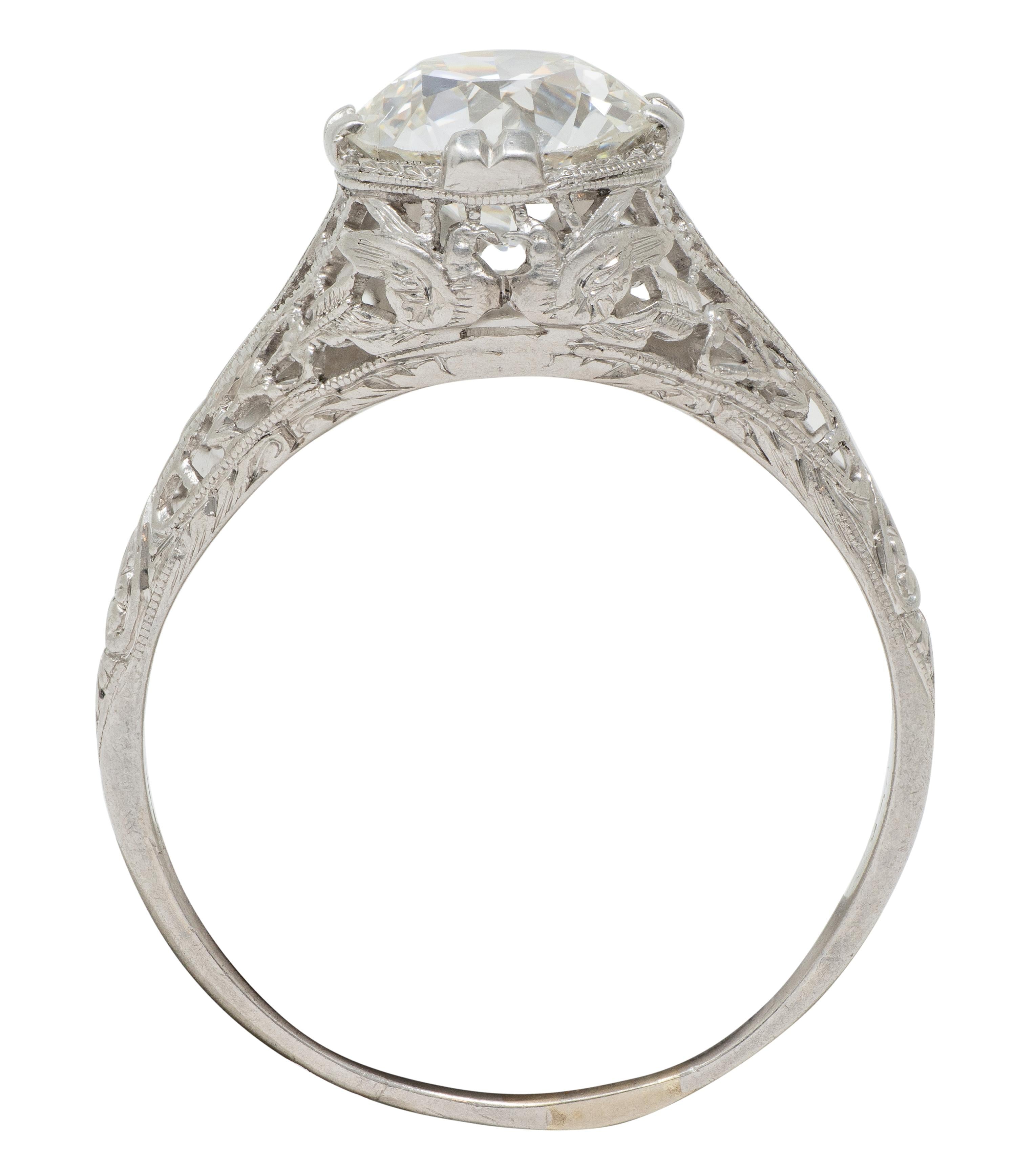 Art Deco C.D. Peacock European Diamond Platinum Vintage Lovebird Engagement Ring