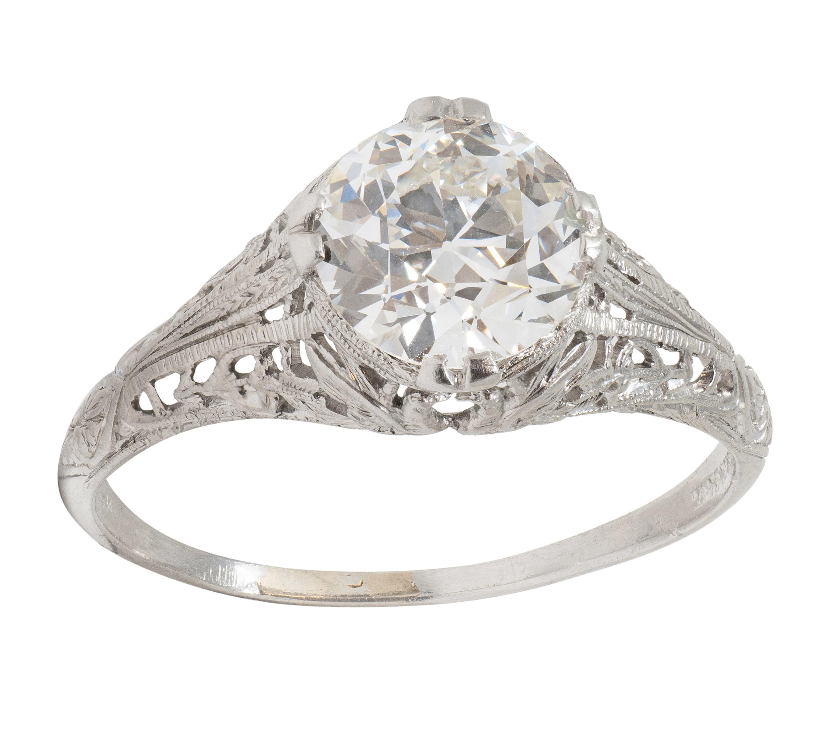 Art Deco C.D. Peacock European Diamond Platinum Vintage Lovebird Engagement Ring