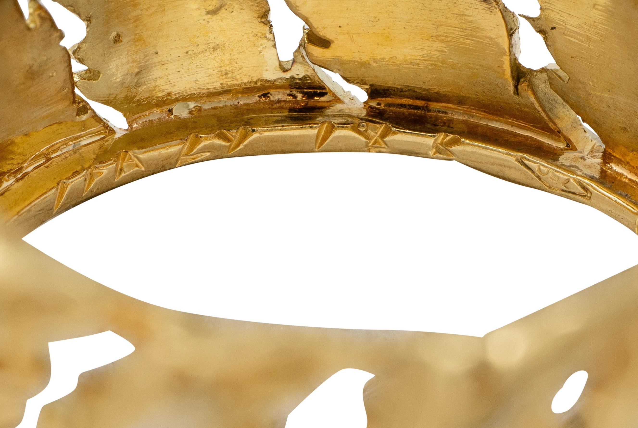 Buccellati 1970's 18 Karat Two-Tone Yellow White Gold Vintage Leaf Ring