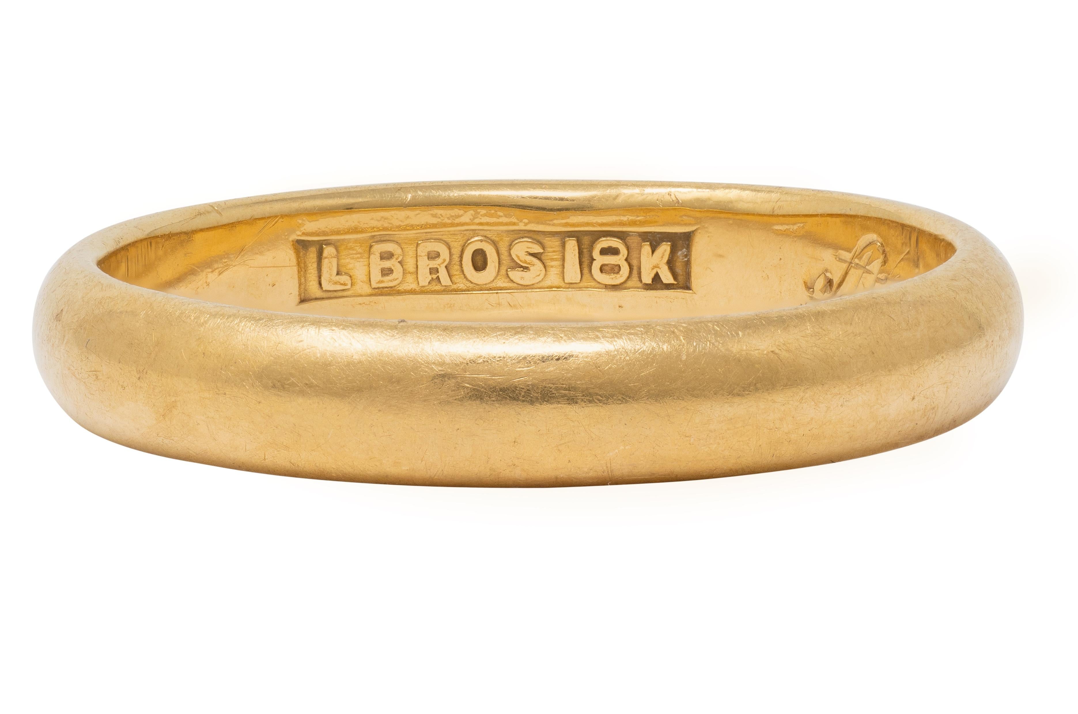 1915 18 Karat Yellow Gold Inscribed Antique Unisex Wedding Band Ring