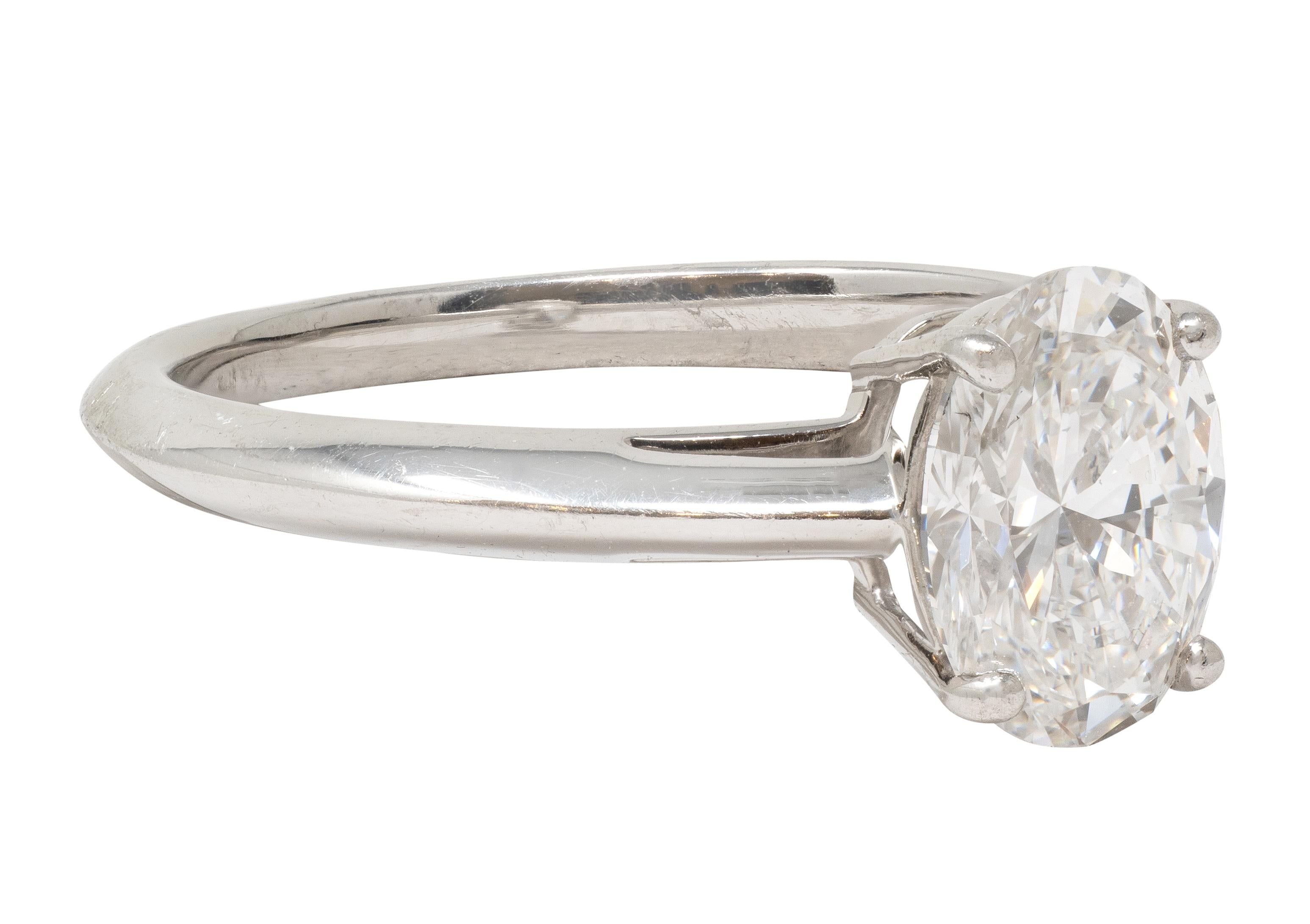 Tiffany & Co. Contemporary 1.09 CT Oval Cut Diamond Platinum Solitaire Ring