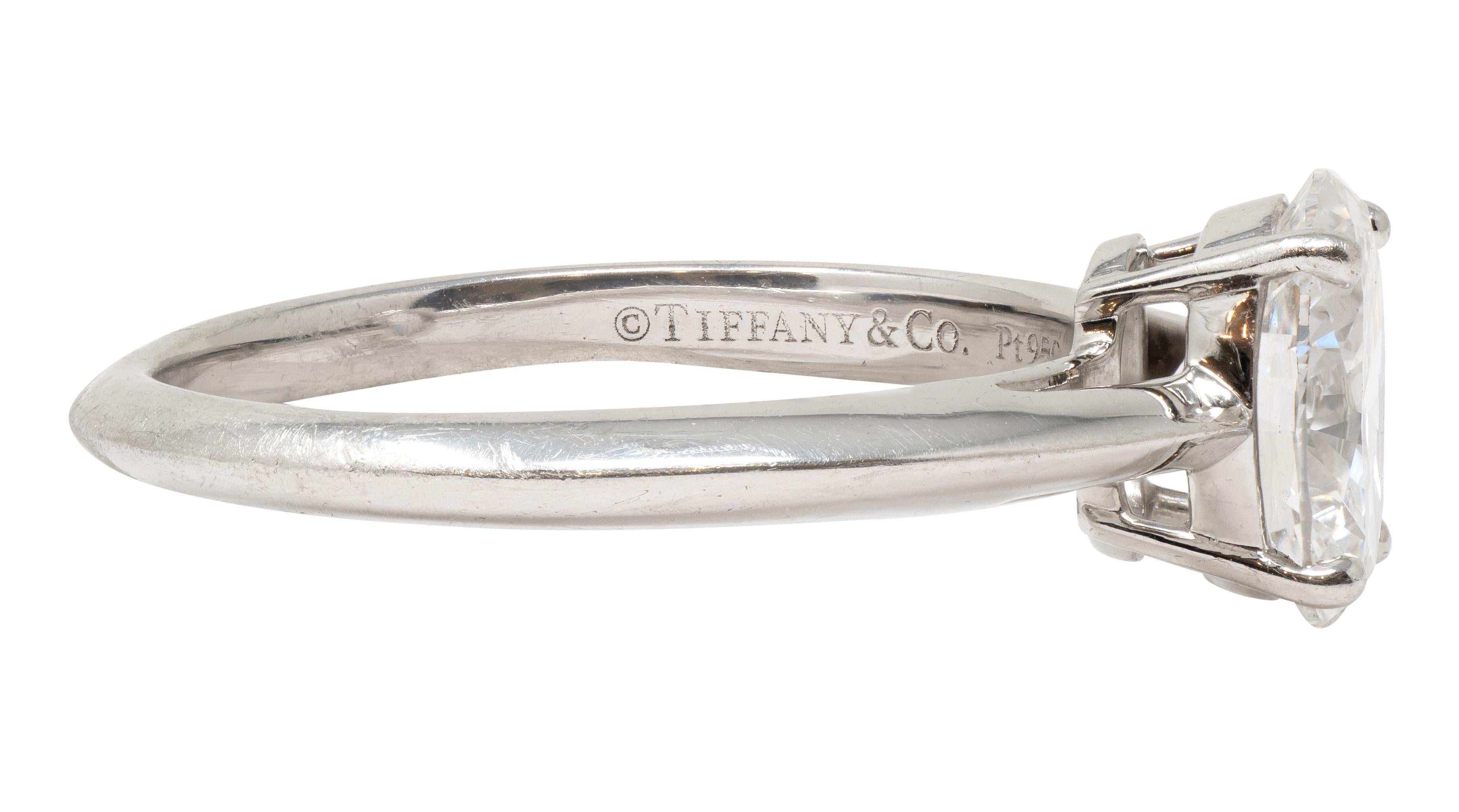 Tiffany & Co. Contemporary 1.09 CT Oval Cut Diamond Platinum Solitaire Ring