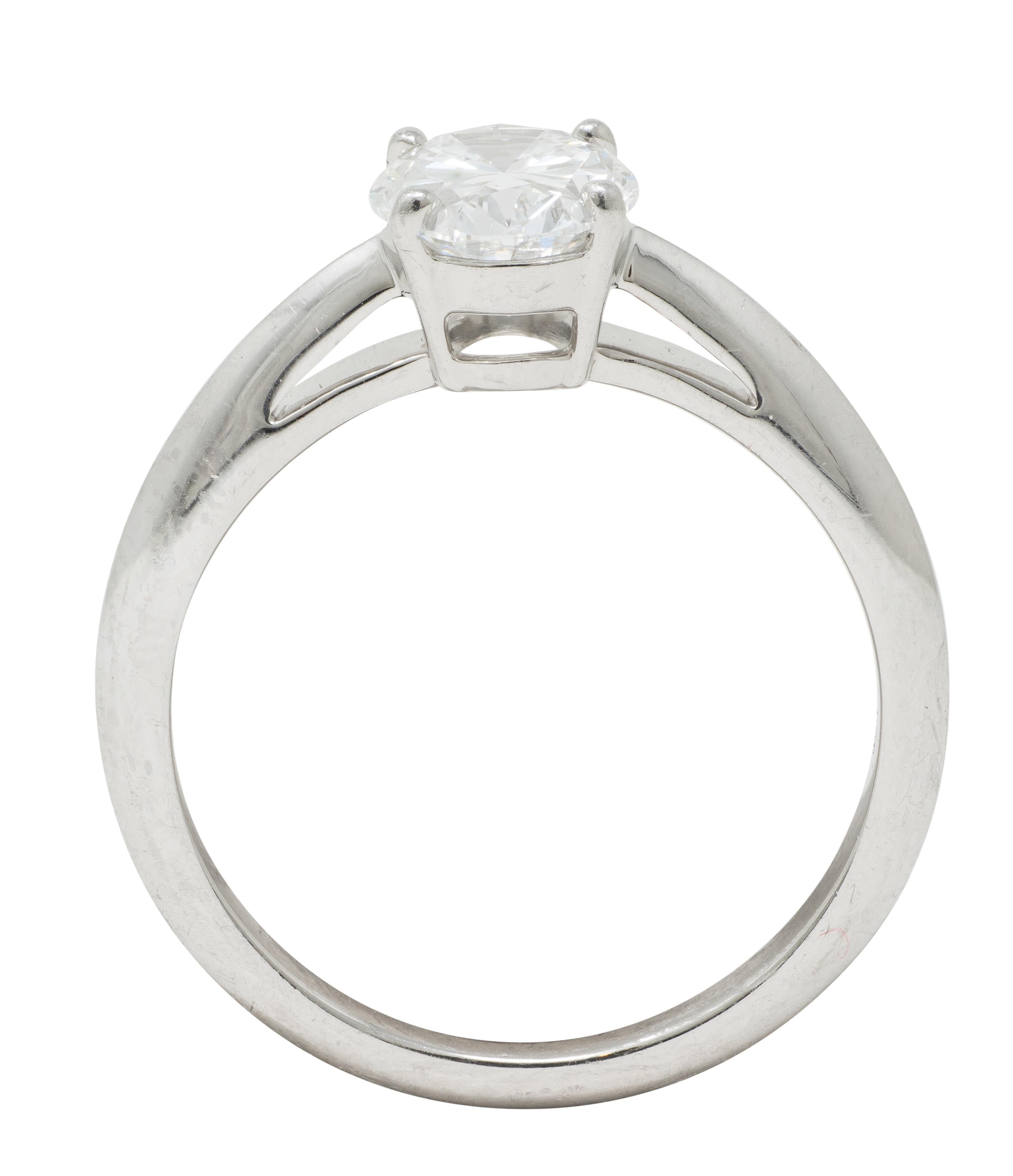 Tiffany & Co. Contemporary 1.09 CT Oval Cut Diamond Platinum Solitaire Ring