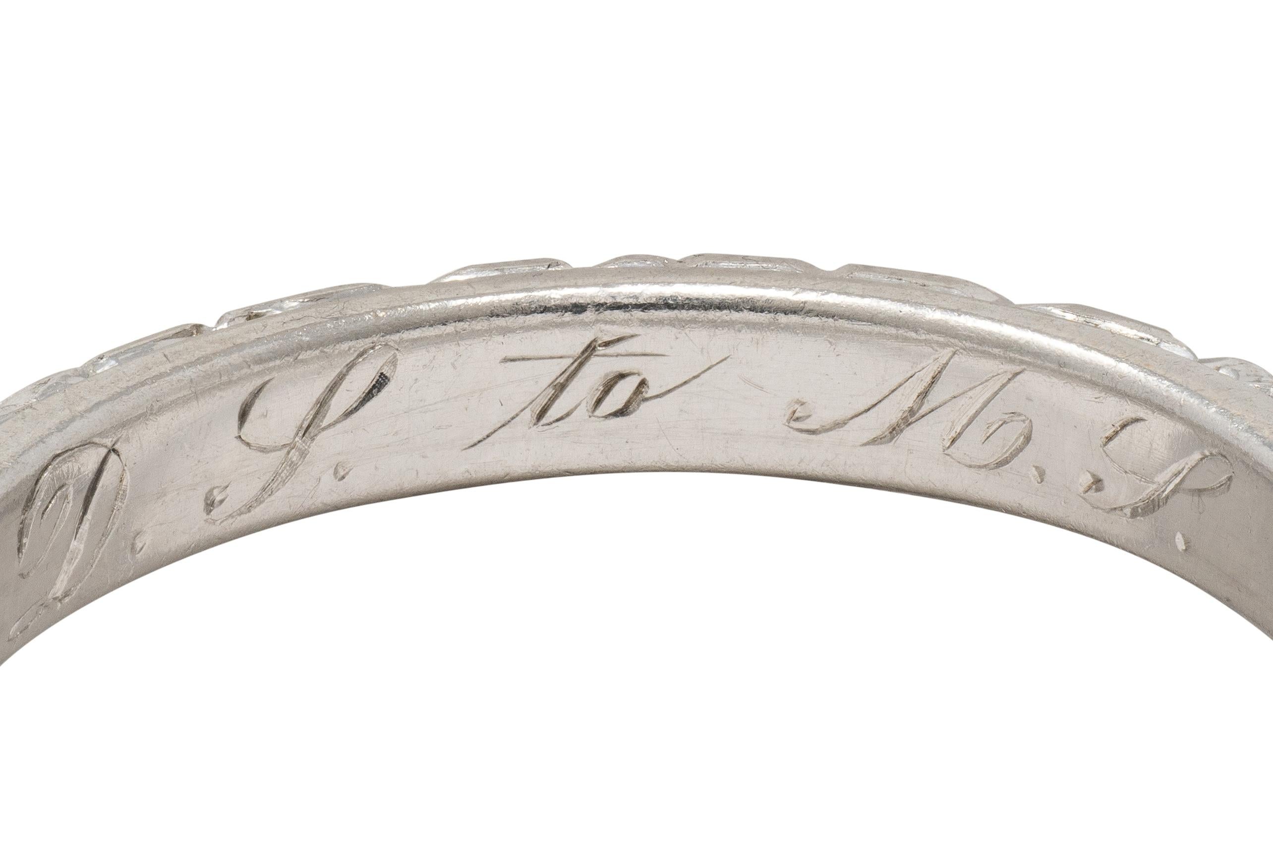 1914 Platinum Antique Edwardian Orange Blossom Wedding Band Ring