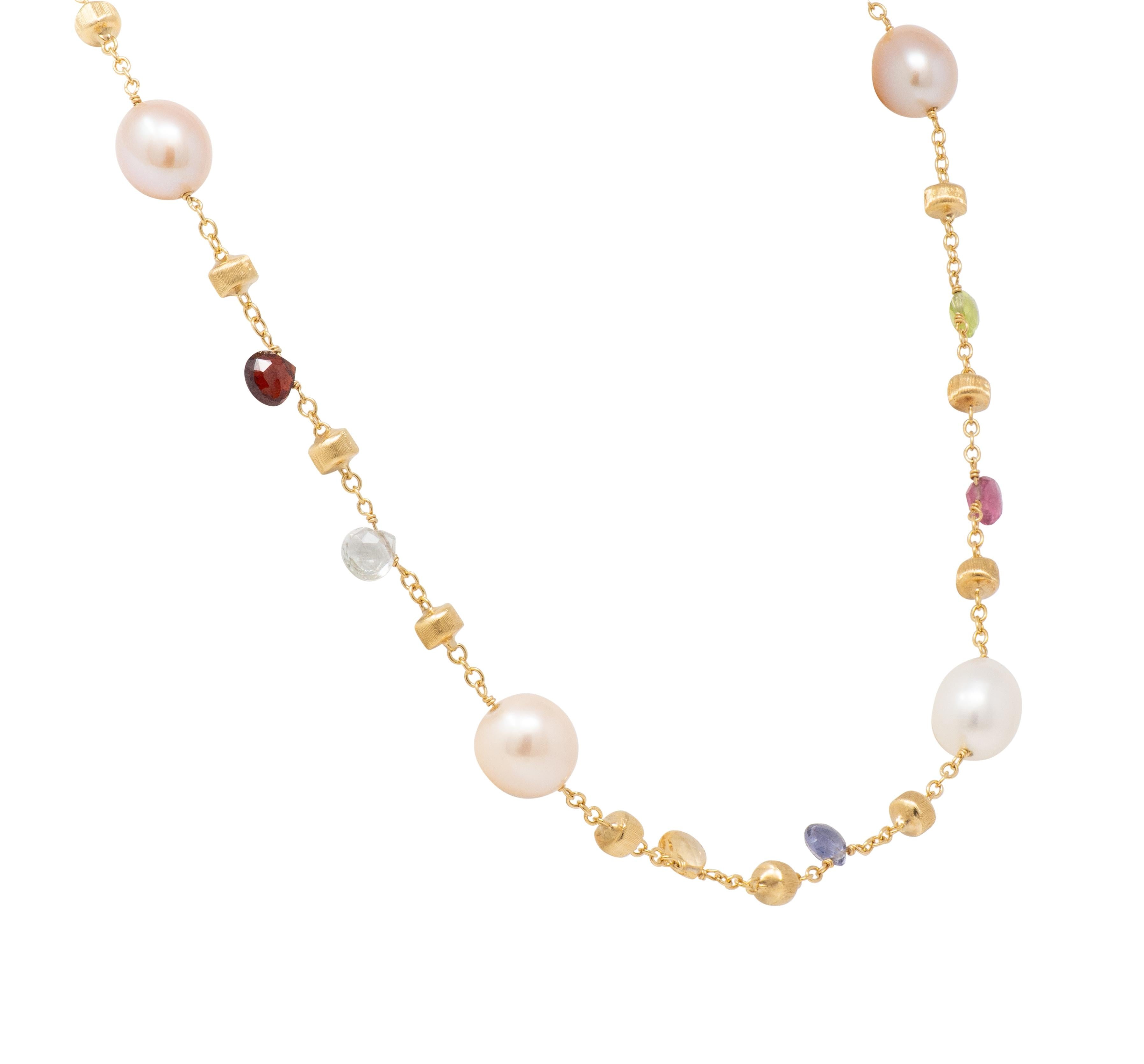 Marco Bicego Pearl Multi-Gem 18K Yellow Gold Confetti Beaded Confetti Necklace