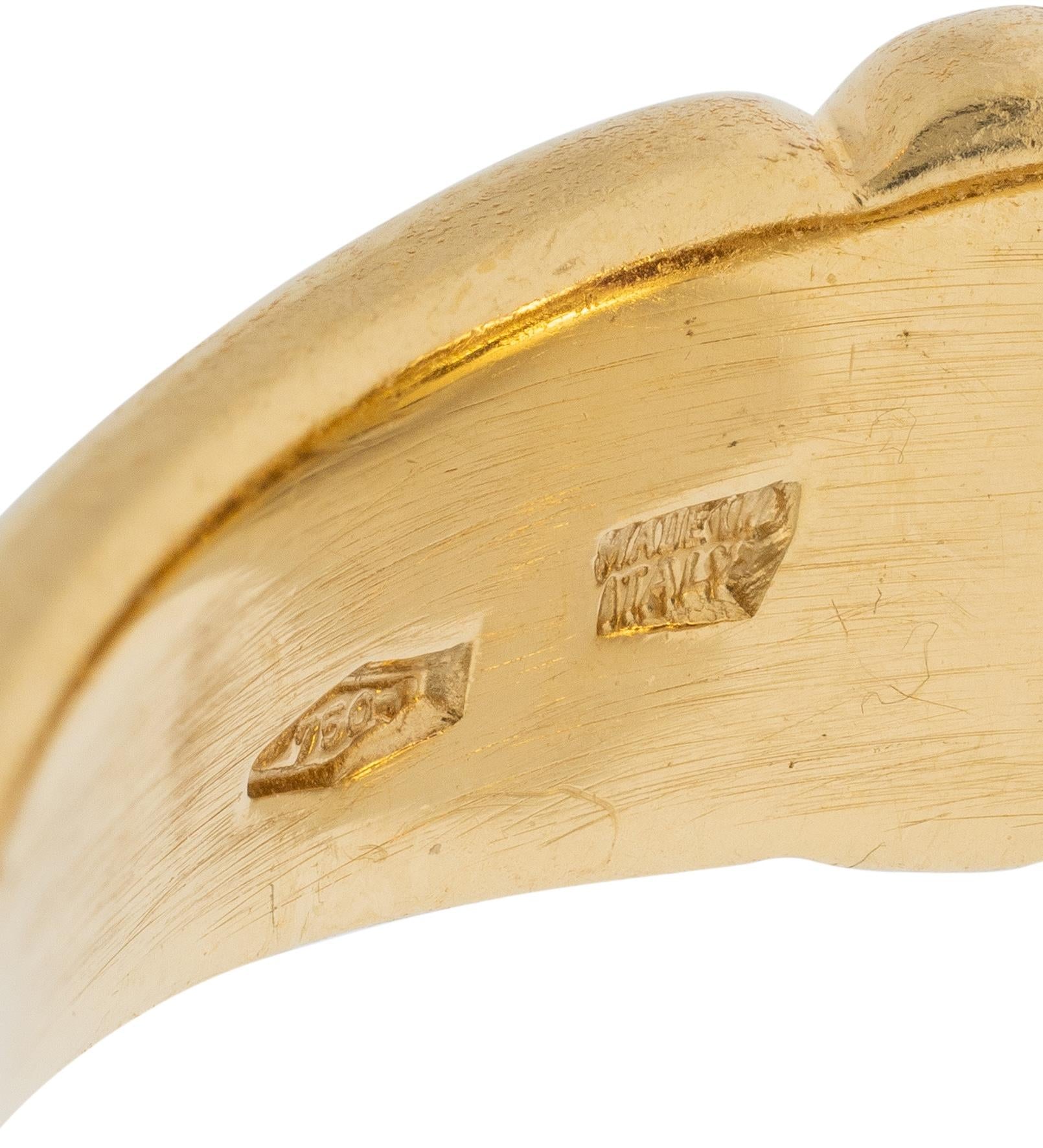 Bulgari 1990's Diamond Tourmaline 18 Karat Yellow Gold Vintage Passo Doppio Ring