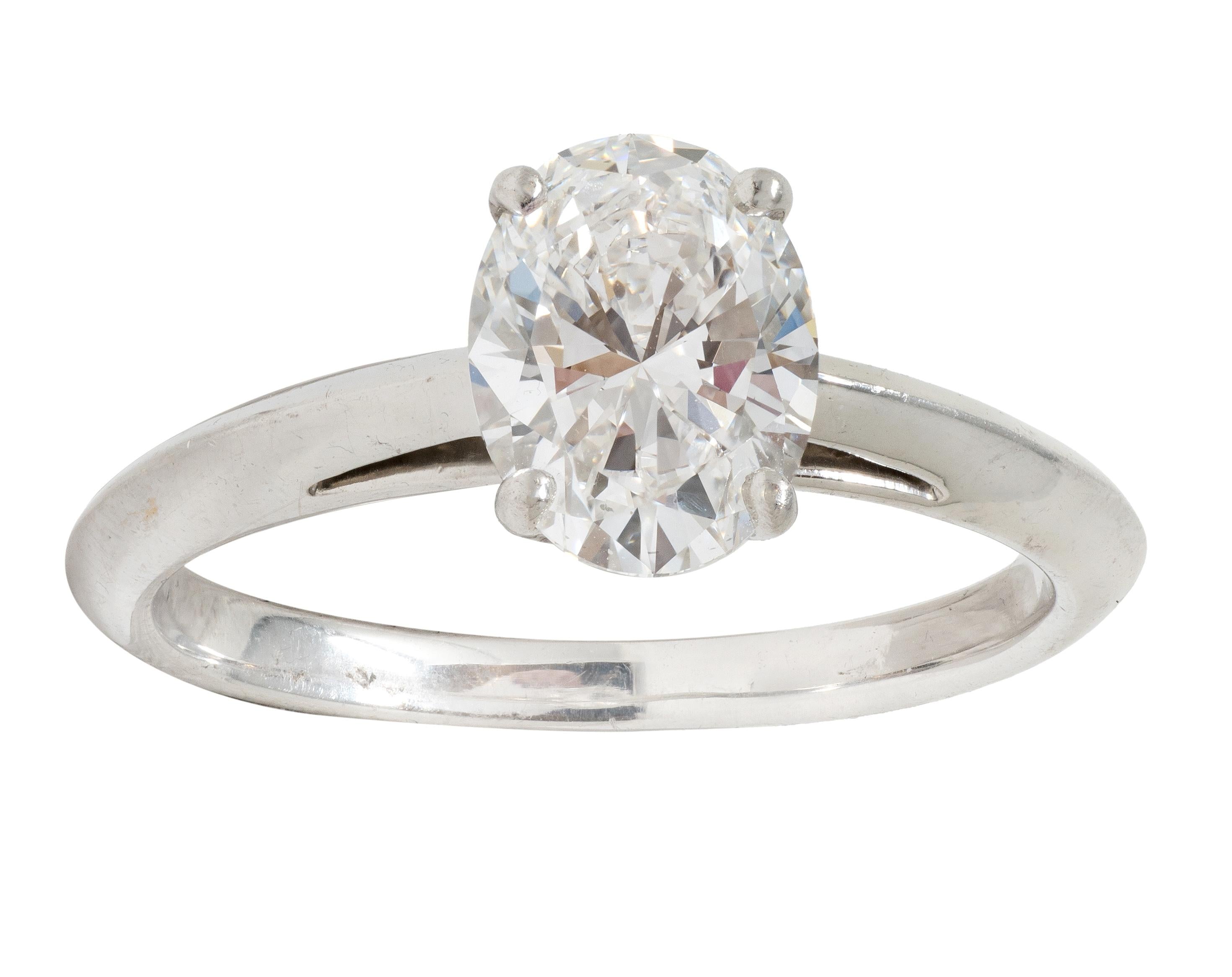 Tiffany & Co. Contemporary 1.09 CT Oval Cut Diamond Platinum Solitaire Ring