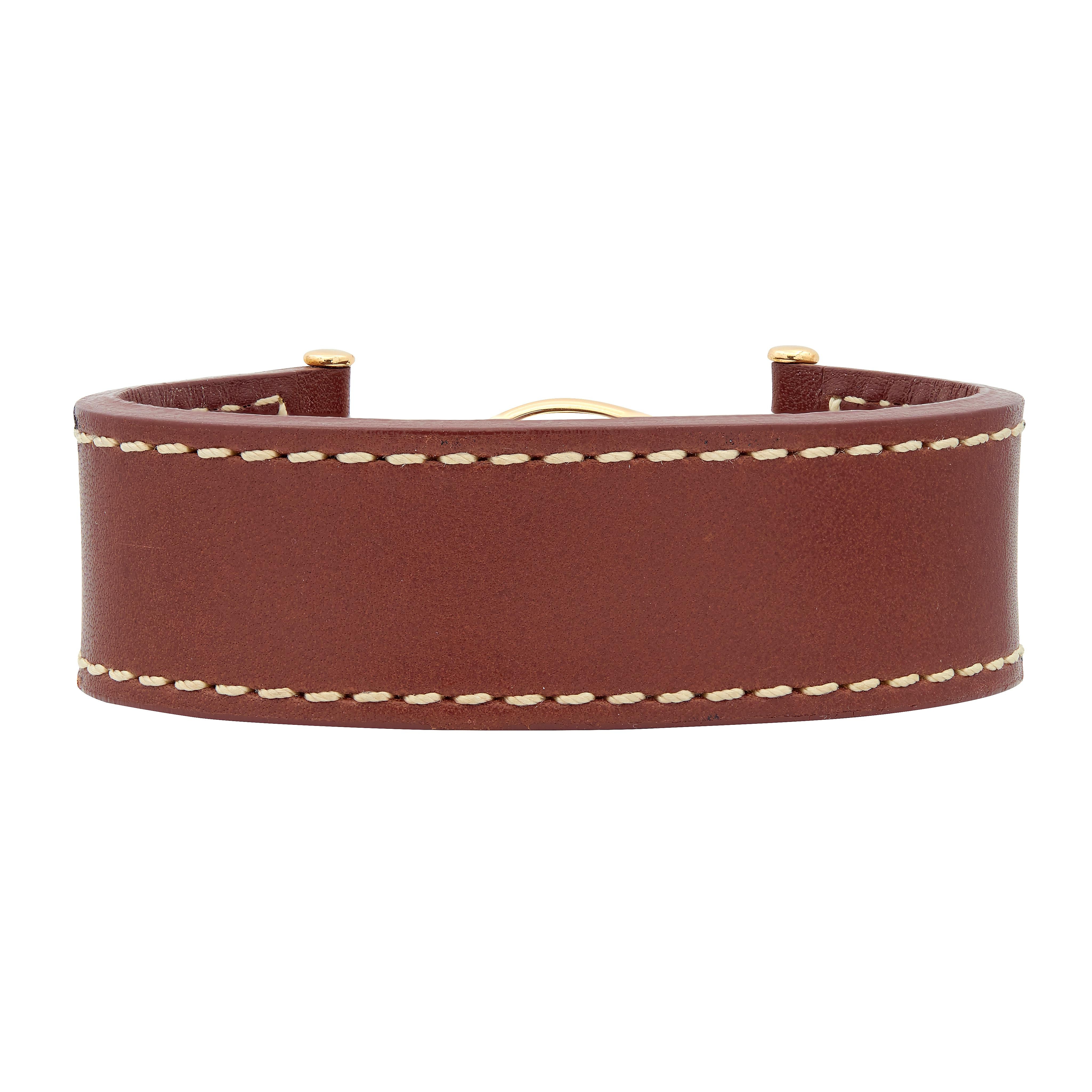 Tiffany & Co. Paloma Picasso 18 Karat Yellow Gold Vintage Leather Bracelet