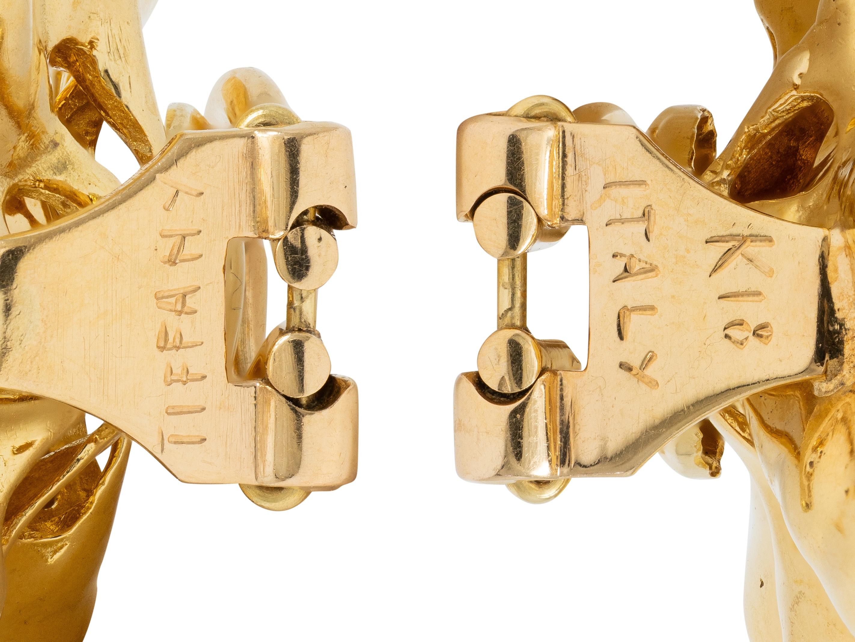 Tiffany & Co. 1960's Enamel 18 Karat Yellow Gold Vintage Ear-Clip Earrings