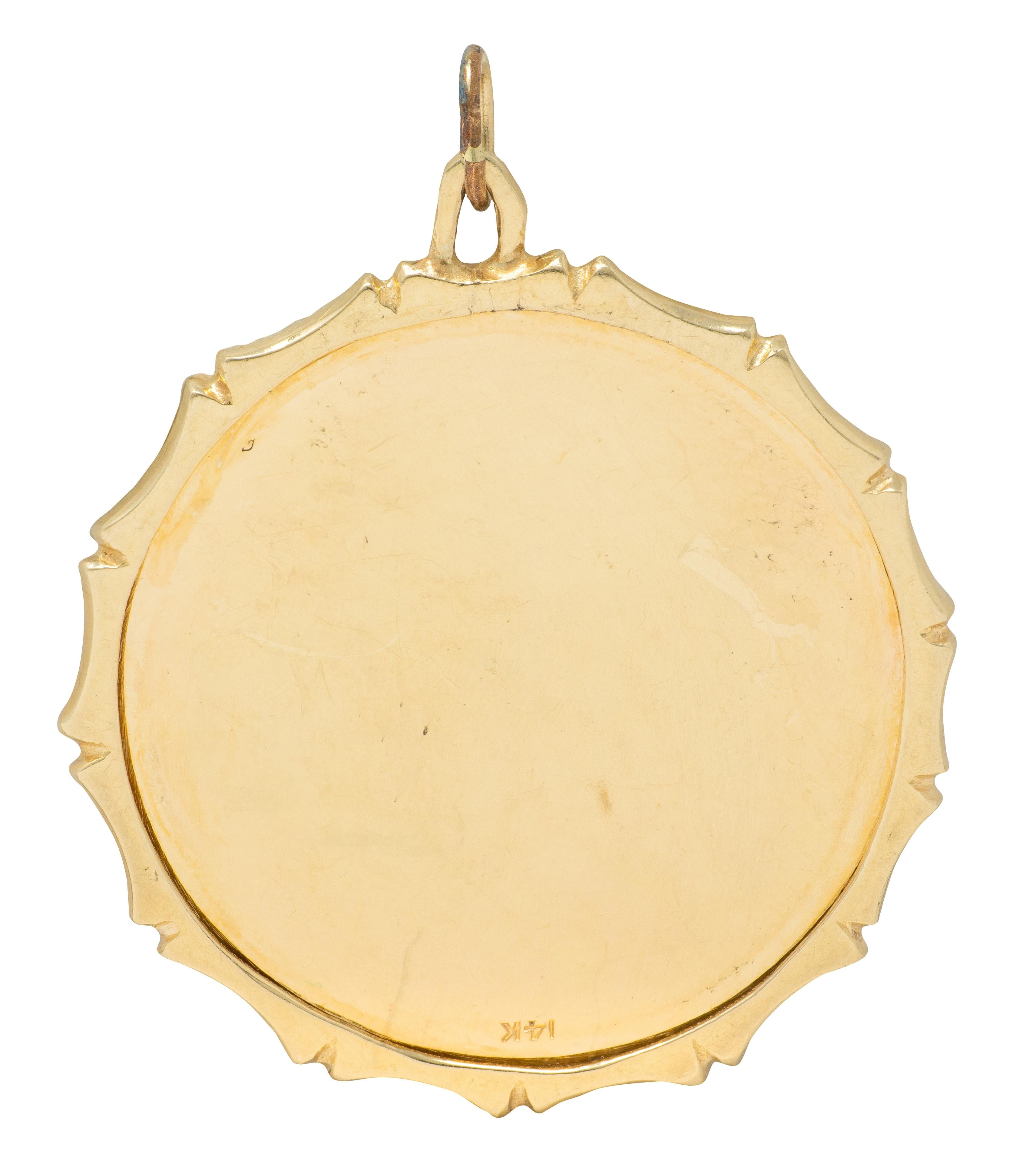 1950's Multi-Gem 14 Karat Yellow Gold Vintage Dearest Locket Heart Pendant