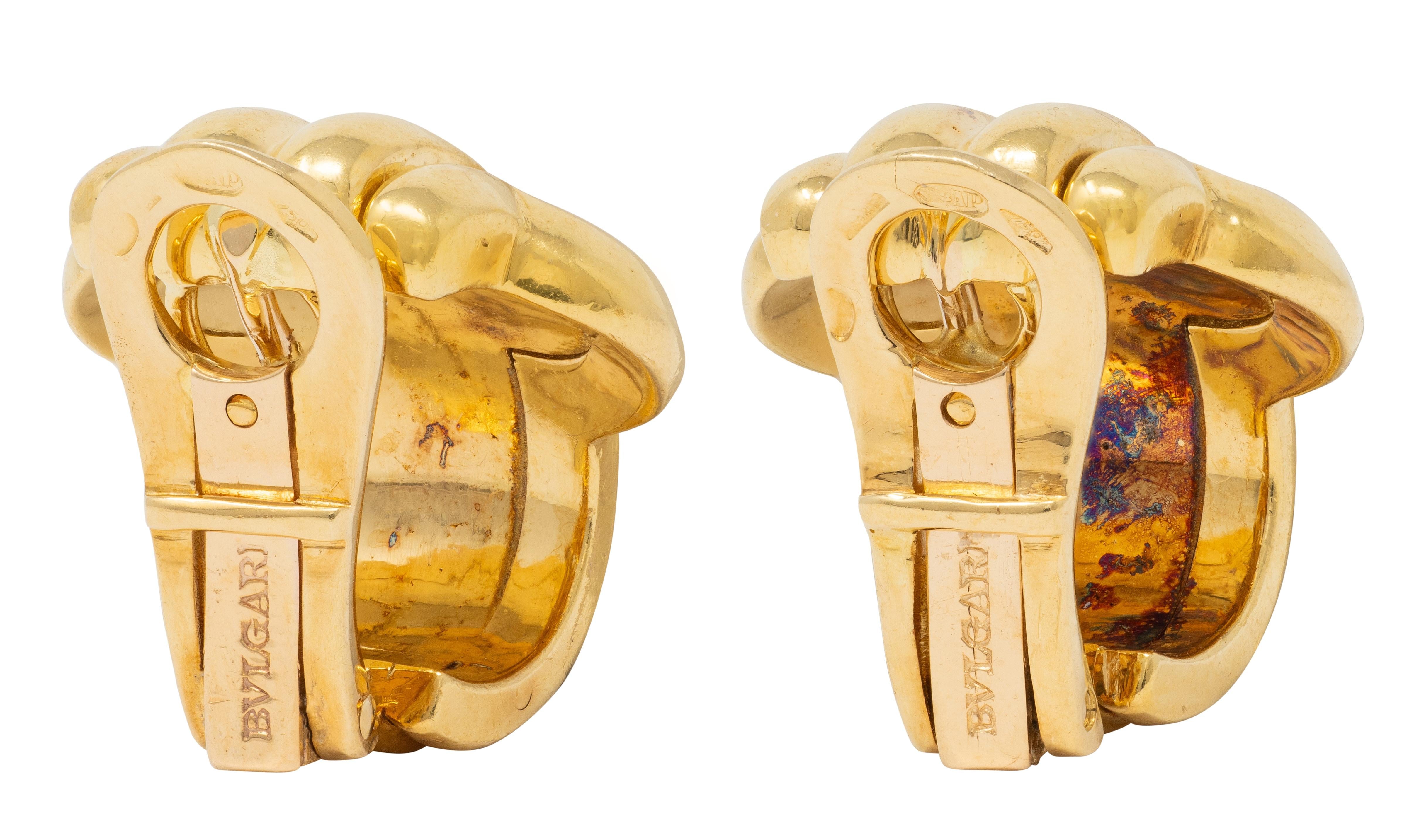 Bulgari 18 Karat Yellow Gold Vintage Parentesi J-Hoop Ear-Clip Earrings