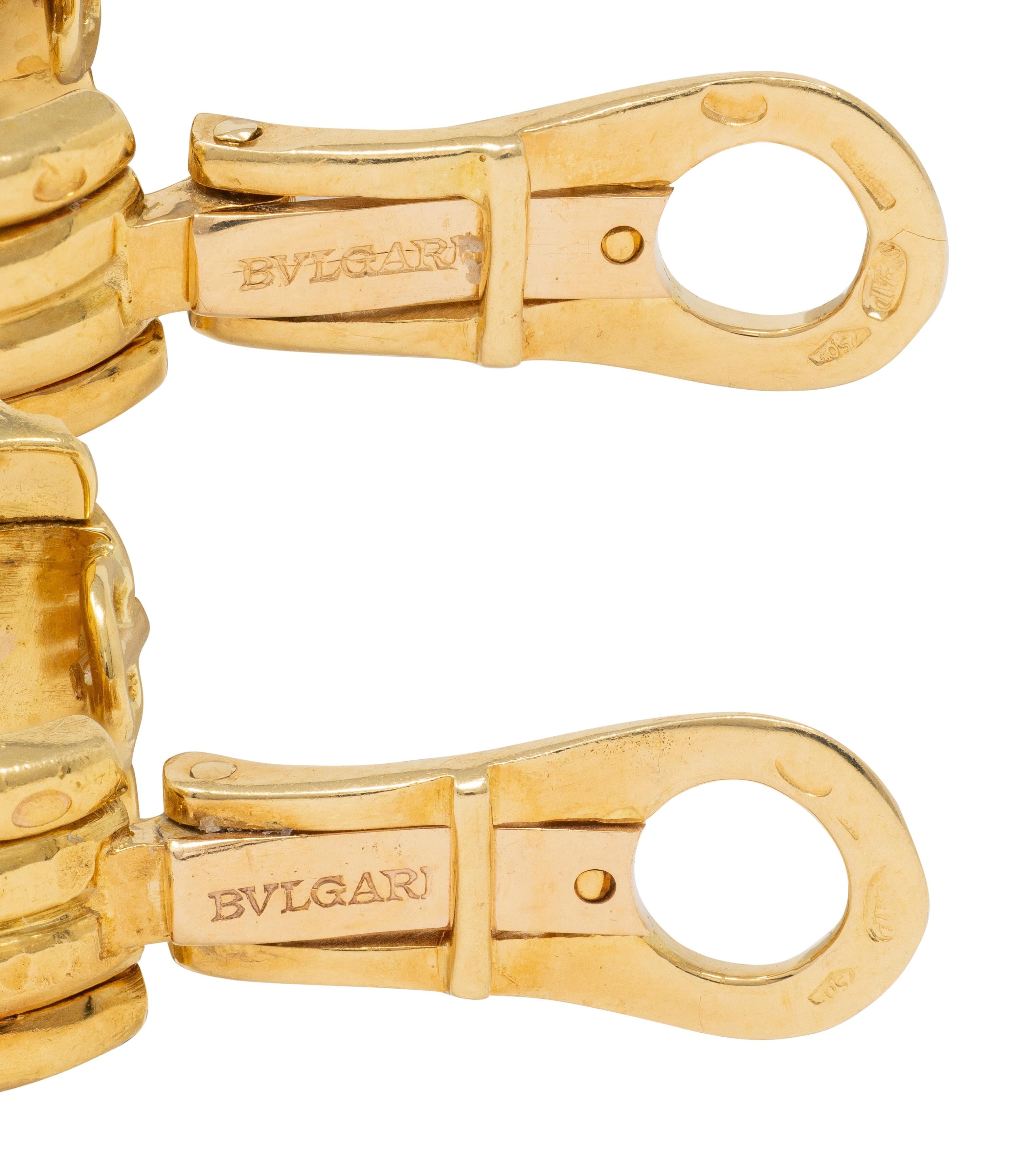 Bulgari 18 Karat Yellow Gold Vintage Parentesi J-Hoop Ear-Clip Earrings