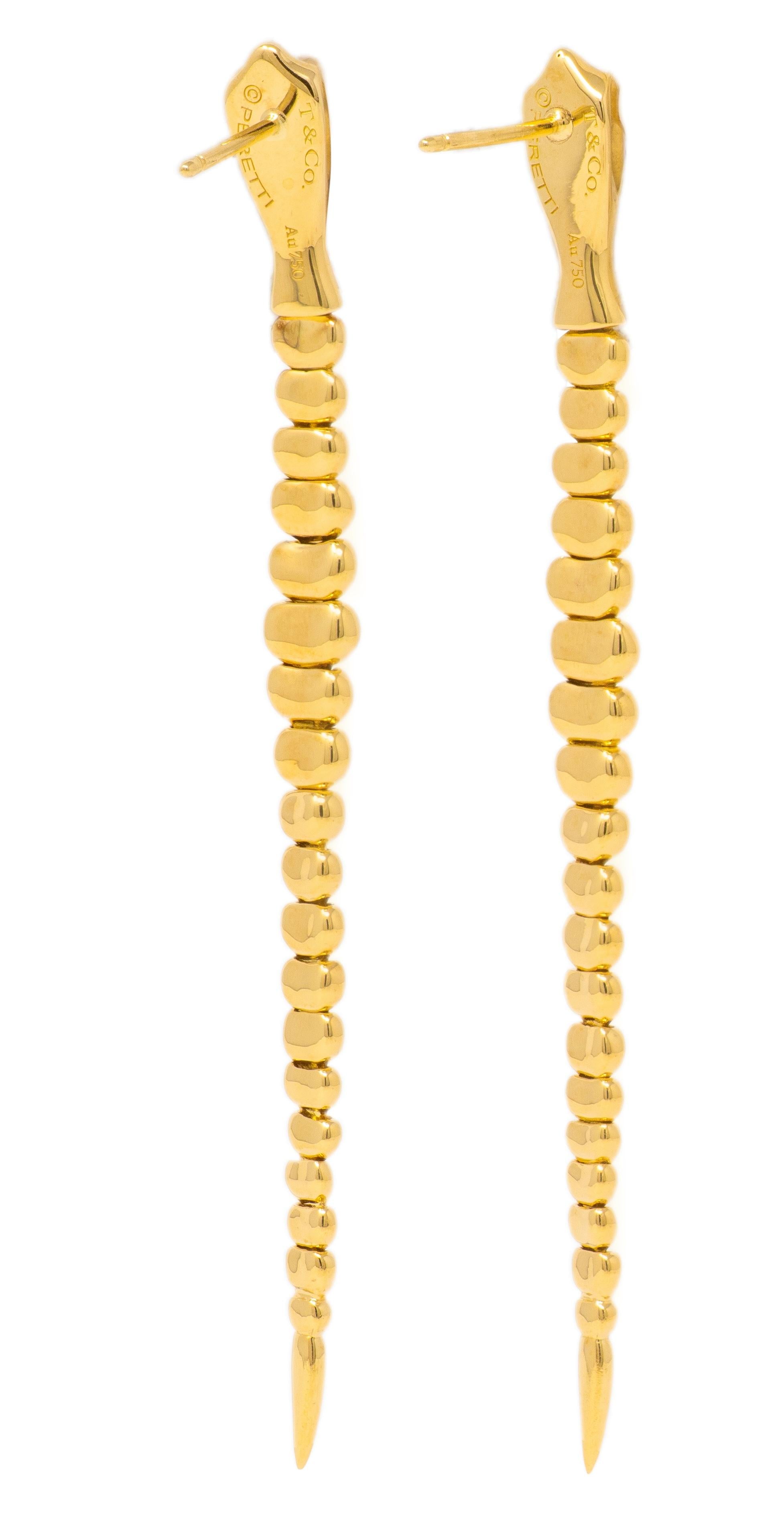 Elsa Peretti Tiffany & Co. 18 Karat Yellow Gold Vintage Snake Earrings