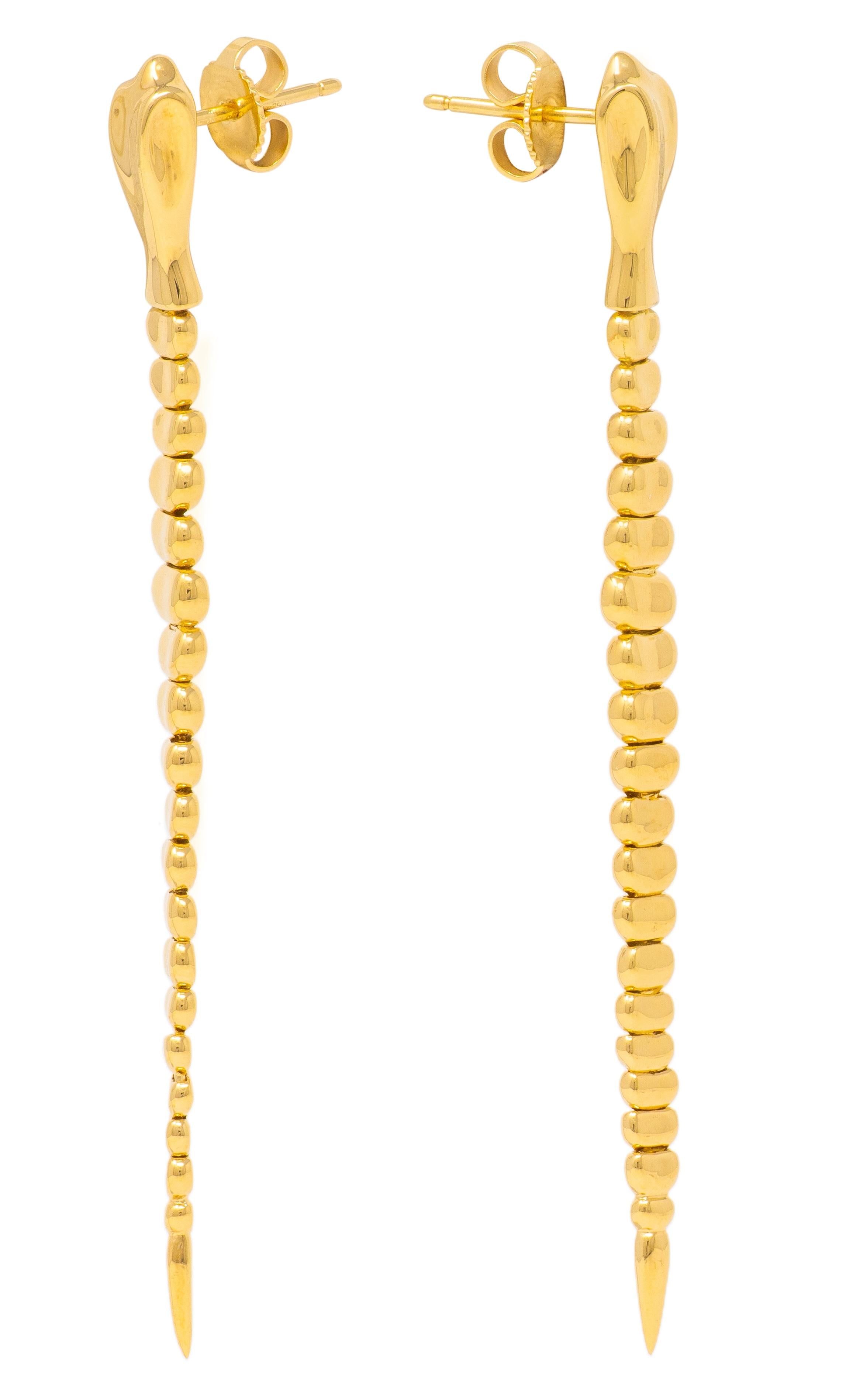 Elsa Peretti Tiffany & Co. 18 Karat Yellow Gold Vintage Snake Earrings