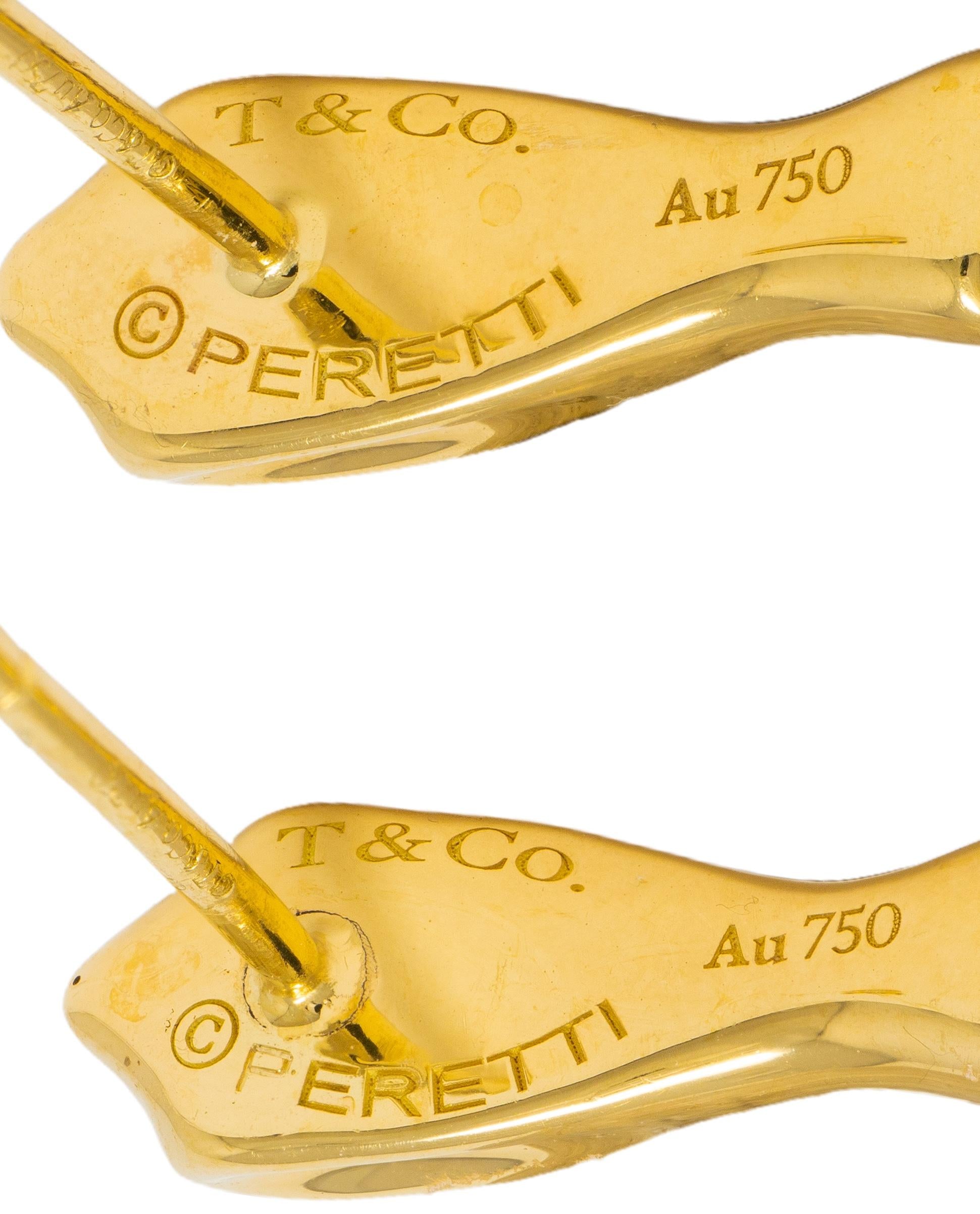 Elsa Peretti Tiffany & Co. 18 Karat Yellow Gold Vintage Snake Earrings