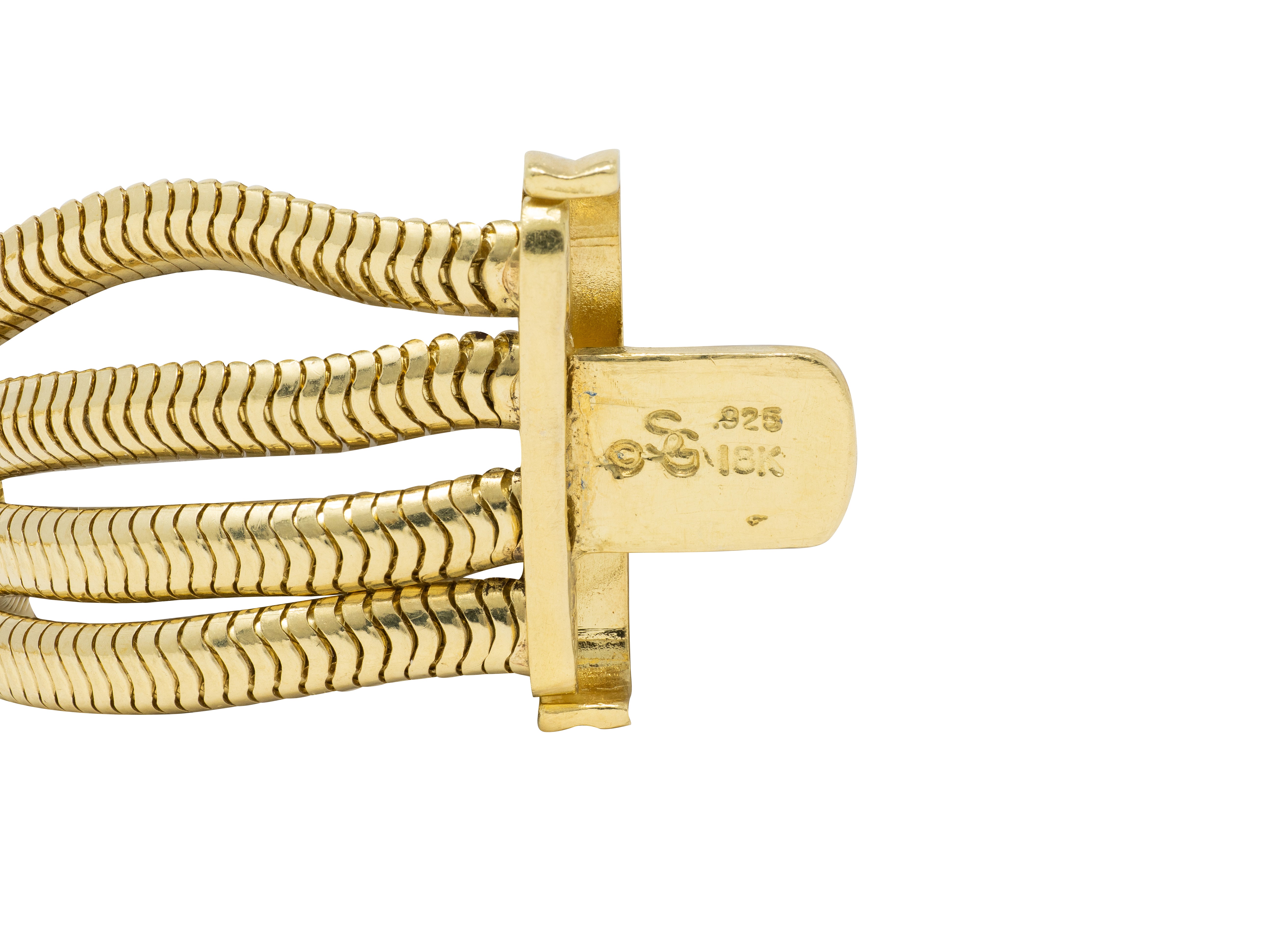 SeidenGang 1990's Tourmaline 18 Karat Yellow Gold Multi-Strand Vintage Bracelet