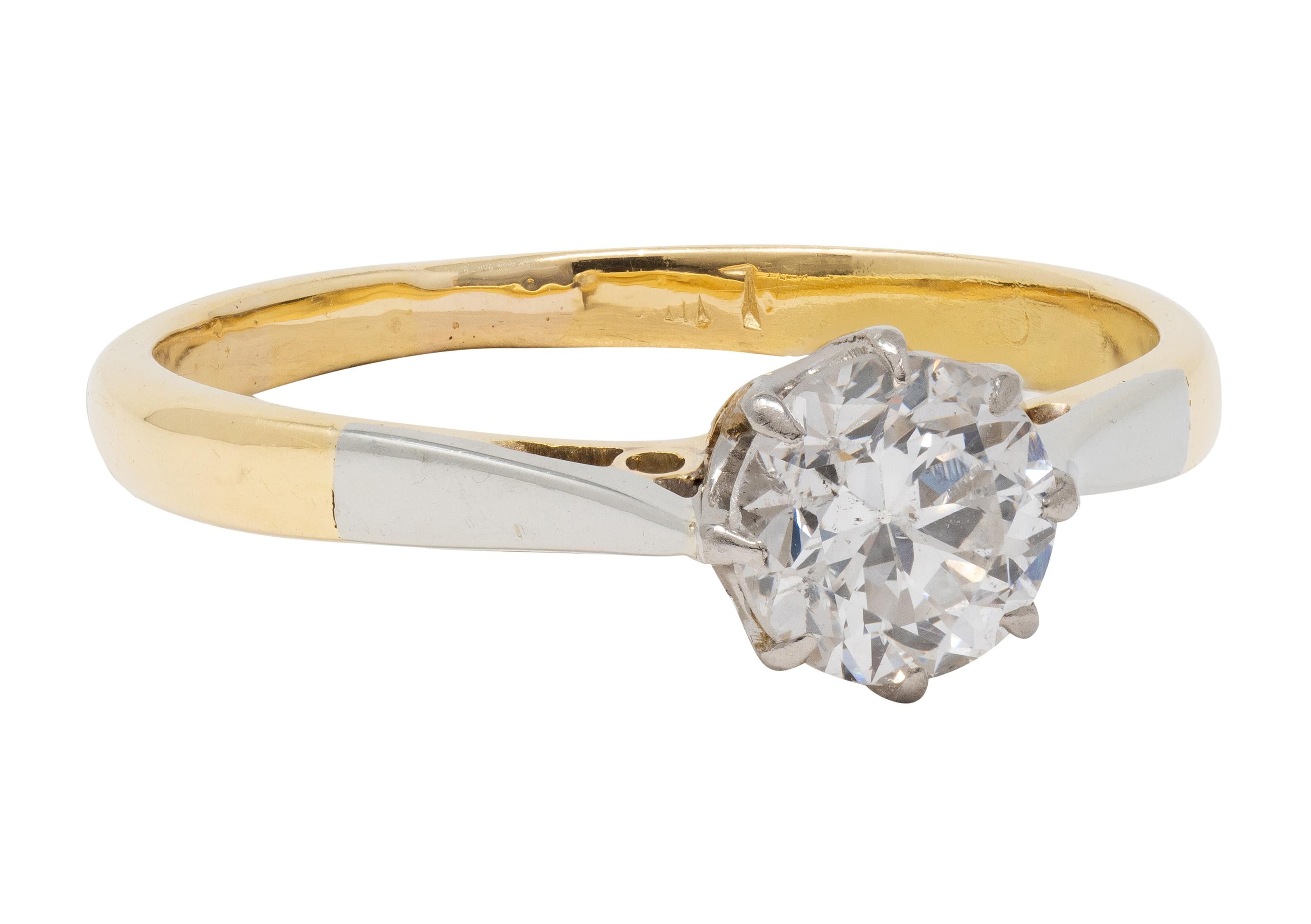 Edwardian 0.55 CTW Old European Cut Diamond Platinum 18K Antique Engagement Ring