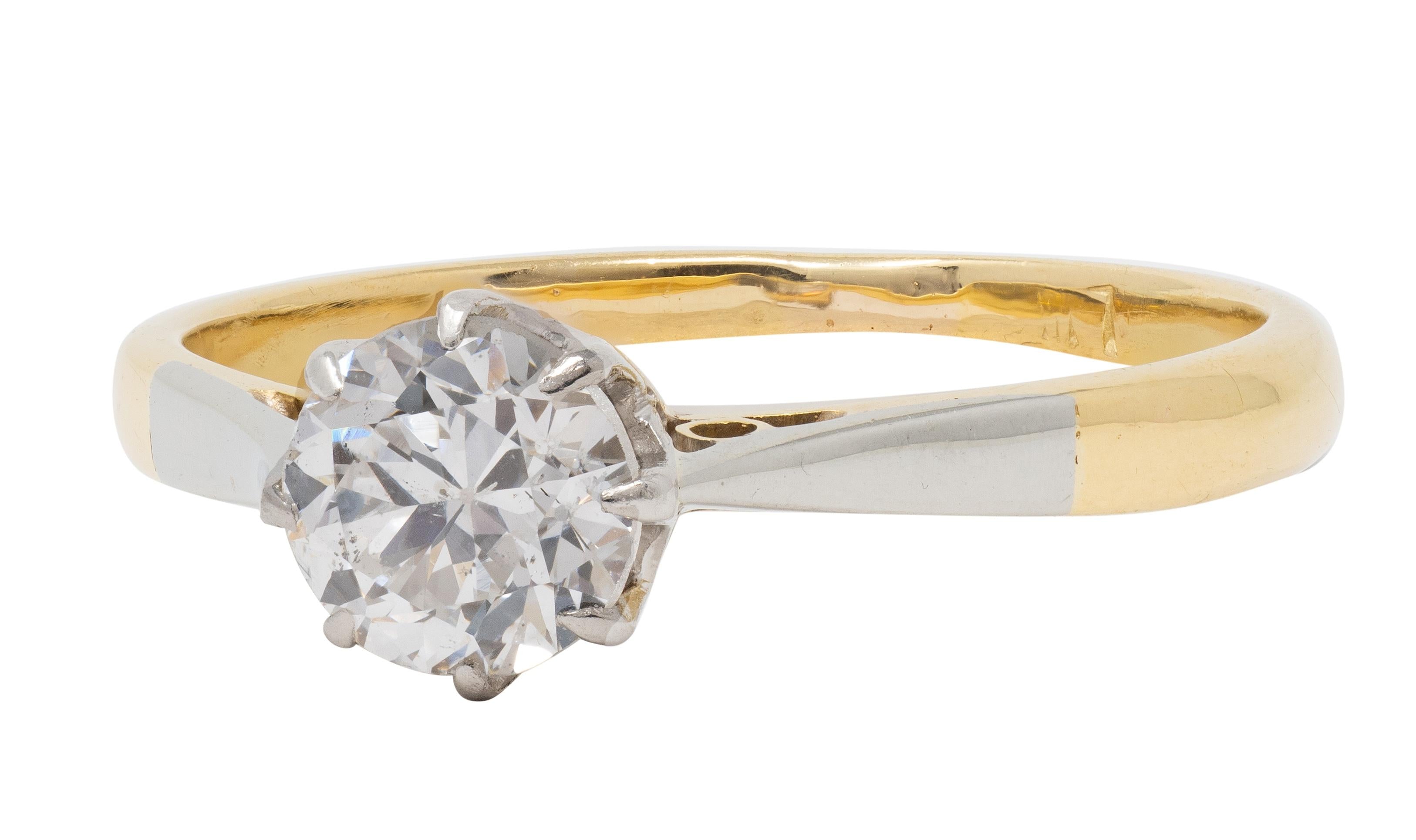 Edwardian 0.55 CTW Old European Cut Diamond Platinum 18K Antique Engagement Ring