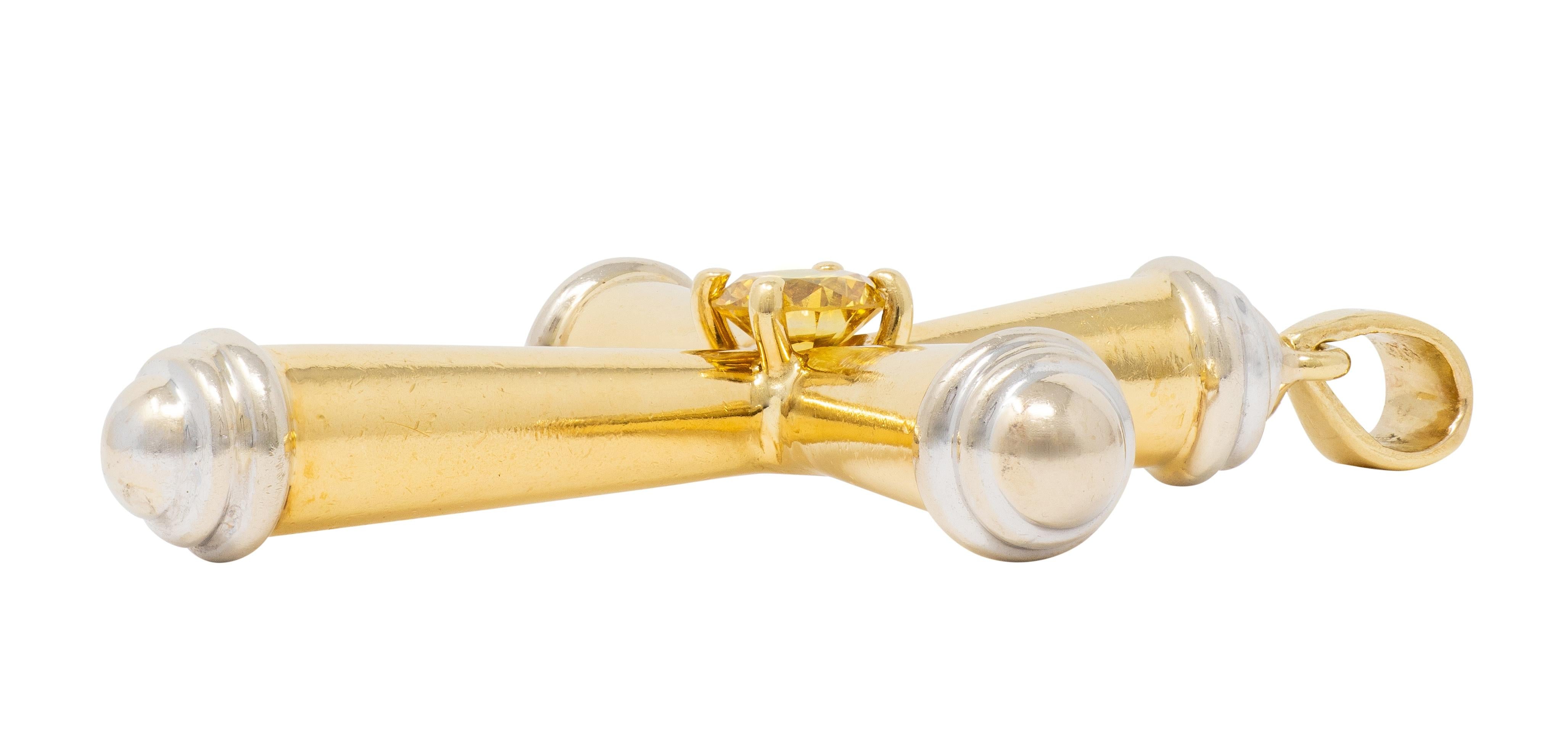 Tiffany & Co. 1990's Yellow Diamond Two-Tone 18 Karat Gold Vintage Cross Pendant