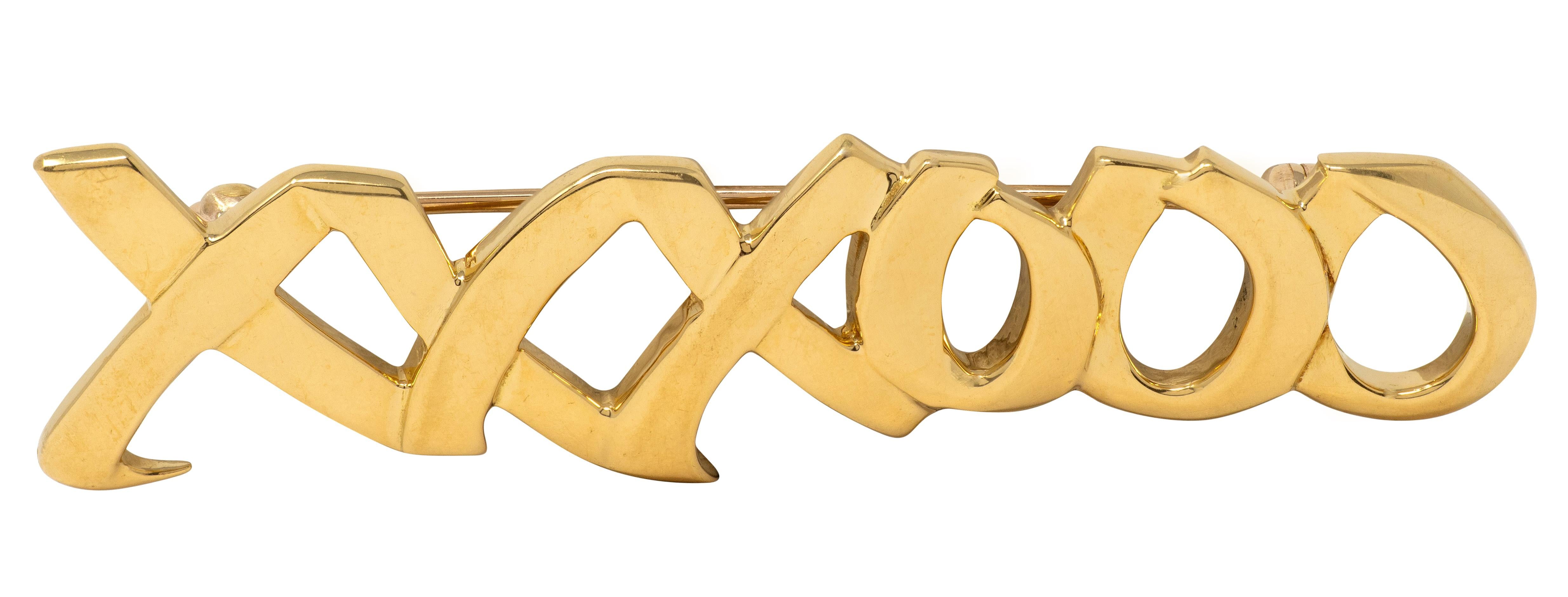 Tiffany & Co. Paloma Picasso 1983 18 Karat Yellow Gold XO Vintage Brooch